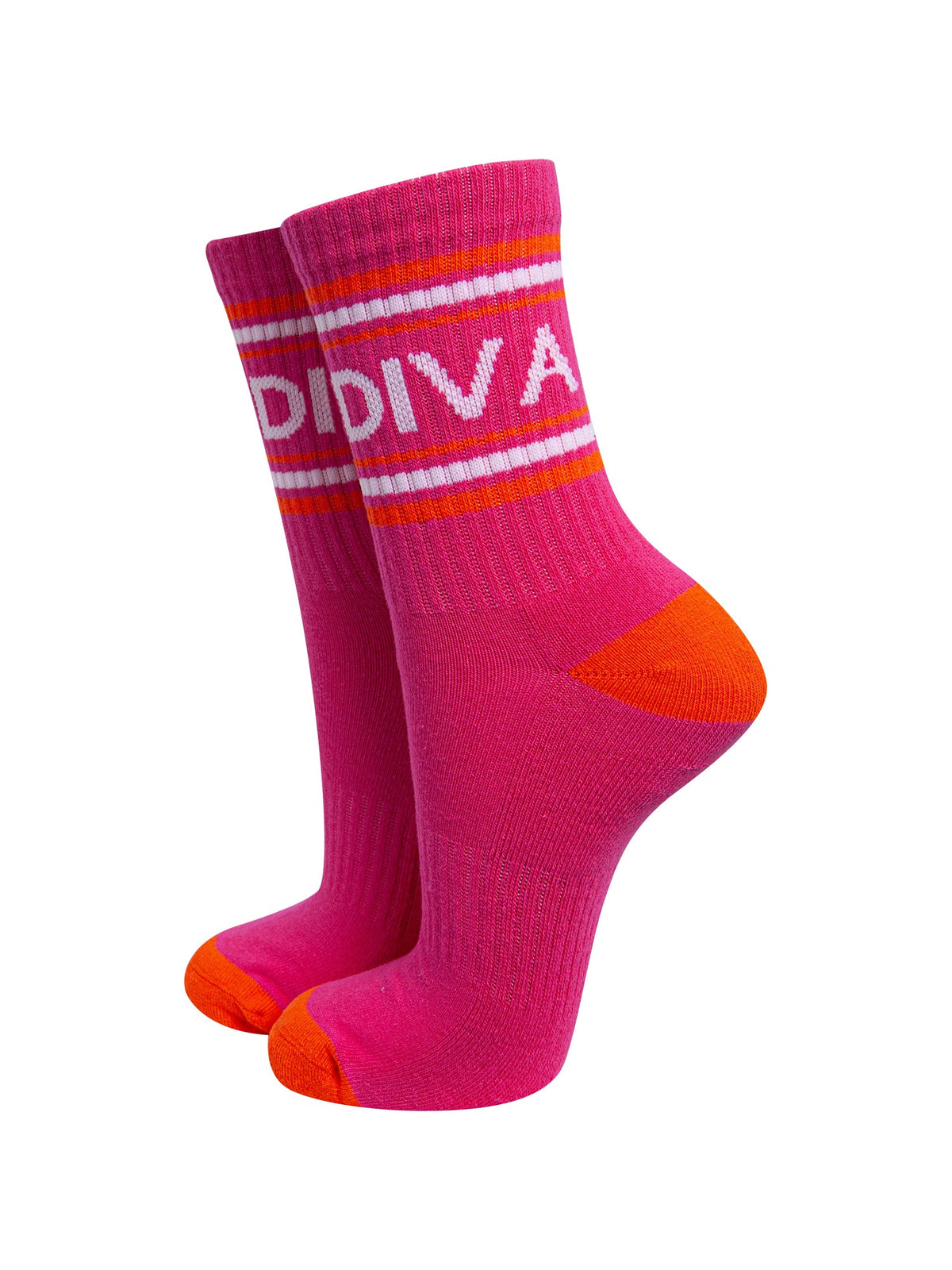 Diva-Organic-Cotton-Sports-Socks-in-Hot-Pink/Orange-On-Mannequin