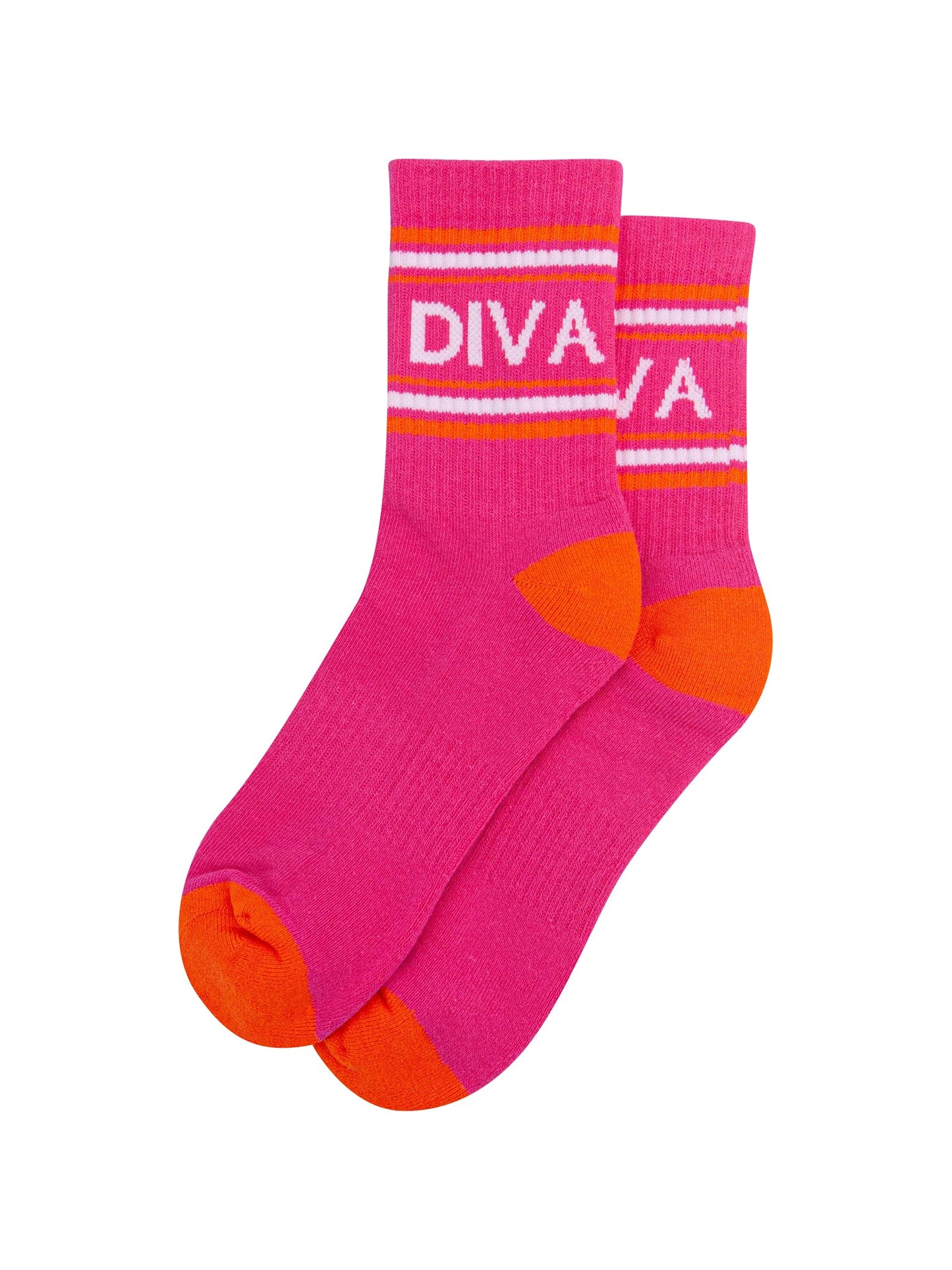 Diva-Organic-Cotton-Sports-Socks-in-Hot-Pink/Orange-Laid-Flat