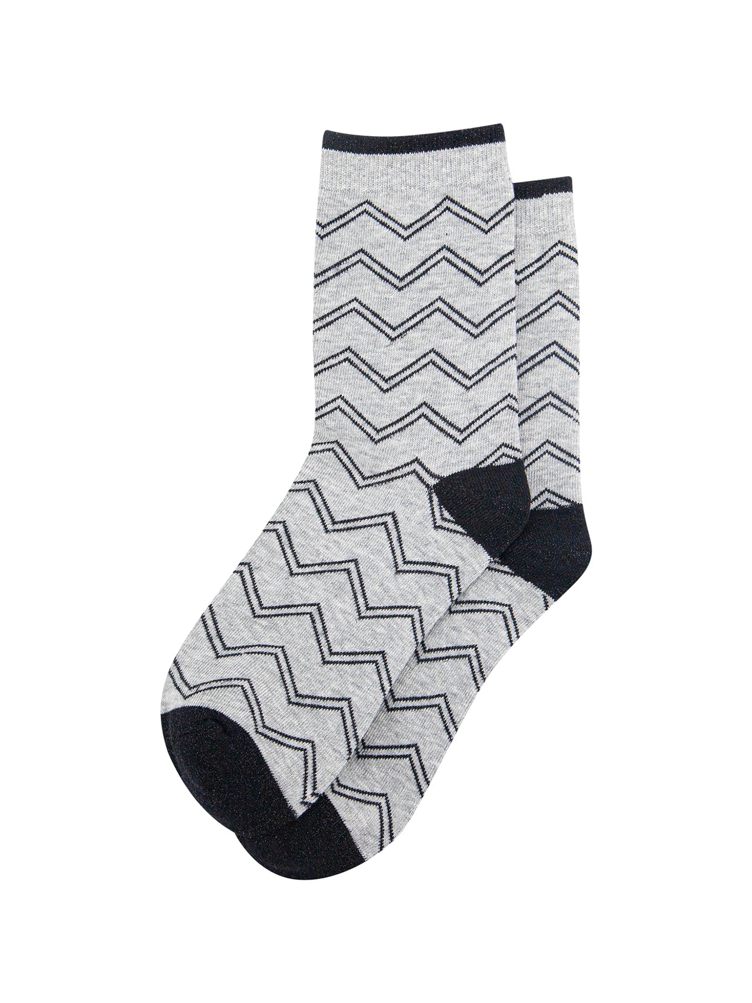 Zig-Zag-Combed-Cotton-Glitter-Socks-in-Grey-Lying-Flat