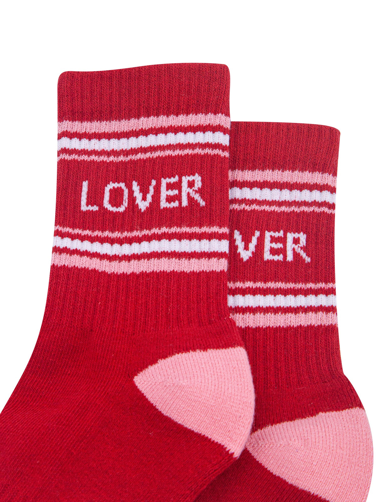 Lover-Organic-Cotton-Sports-Socks-in-Red/Pink-Close-Up