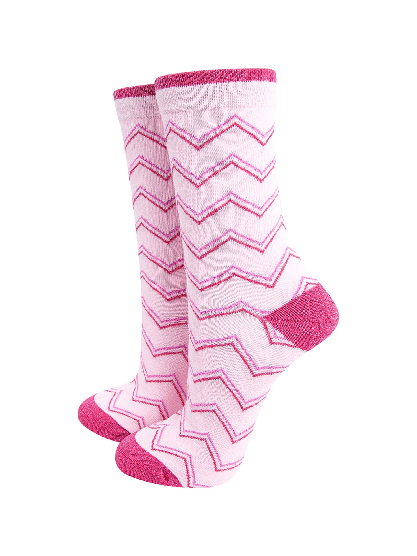 Zig-Zag-Combed-Cotton-Glitter-Socks-in-Pink-Mannequin