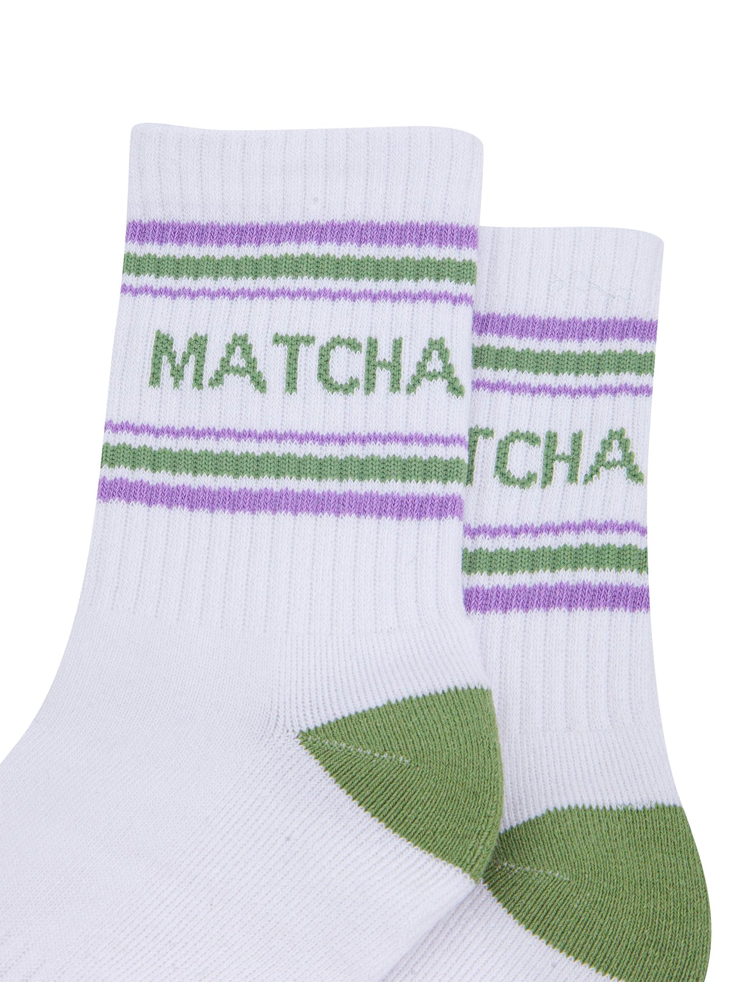 Matcha-Organic-Cotton-Sports-Socks-in-White/Green-Close-Up