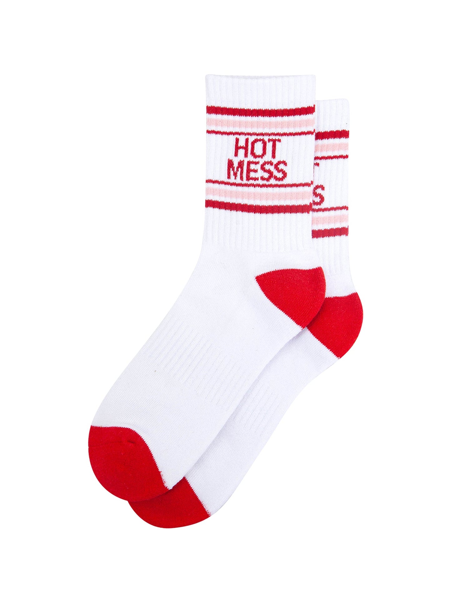 Hot-Mess-Organic-Cotton-Sports-Socks-in-White-Lying-Flat