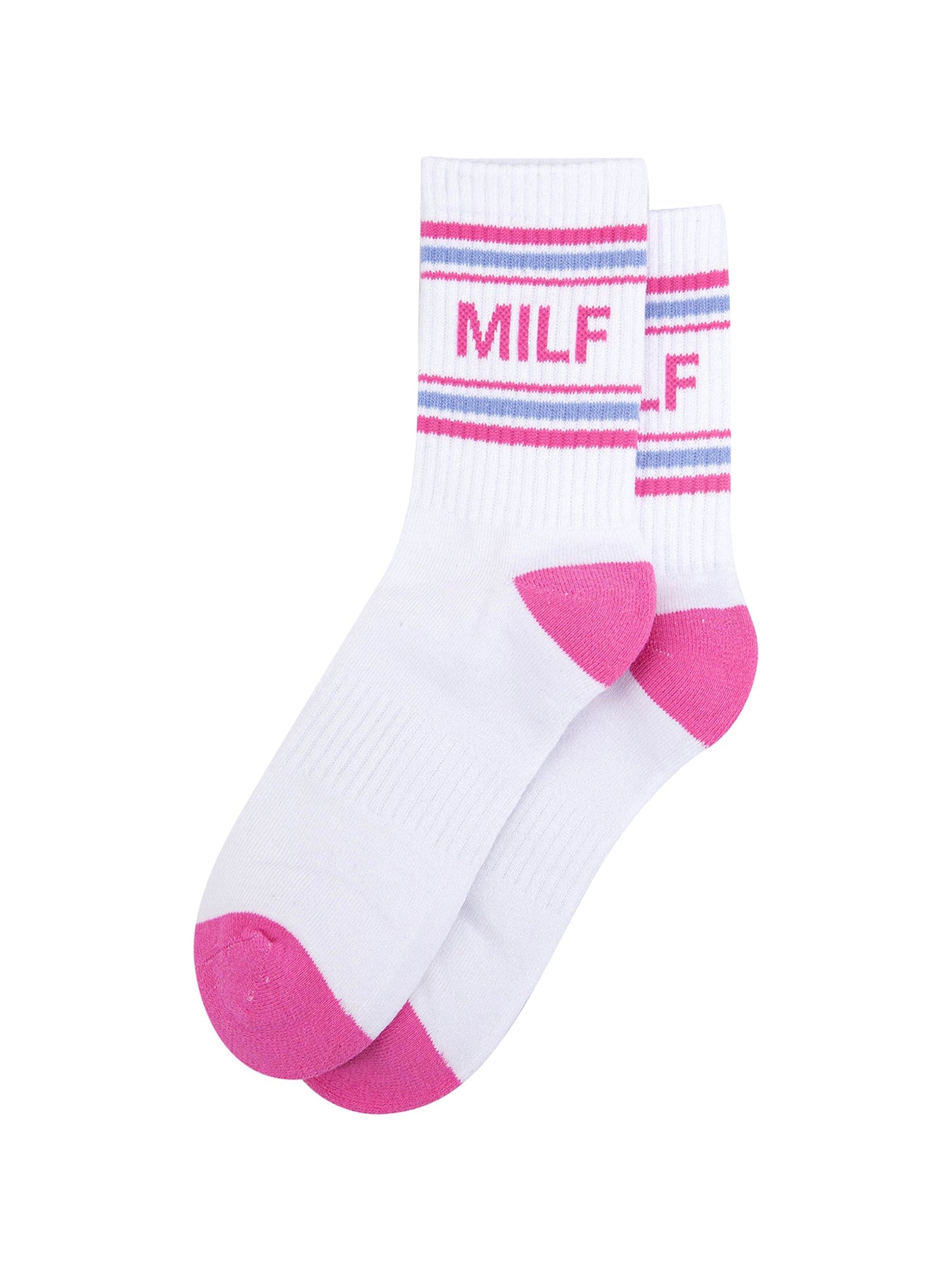MILF-Organic-Cotton-Sports-Socks-in-White-Lying-Flat