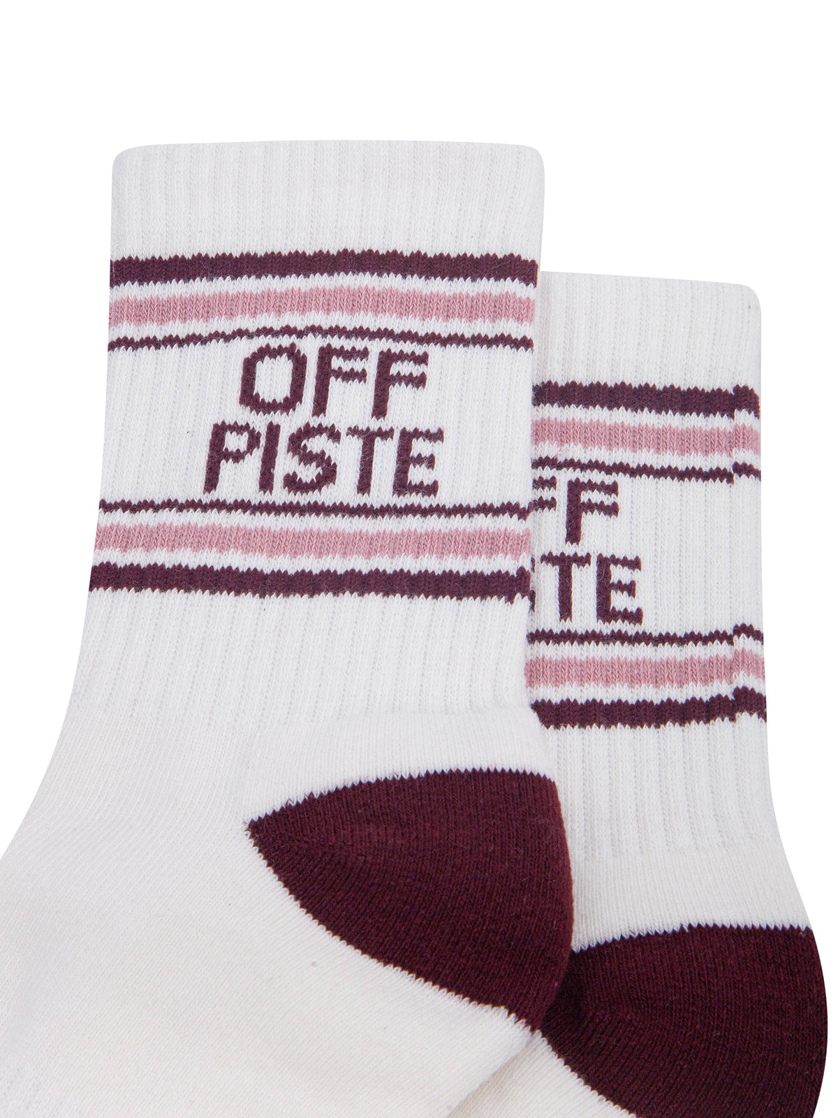 Off-Piste-Organic-Cotton-Sports-Socks-in-Cream/Burgundy-Close-Up