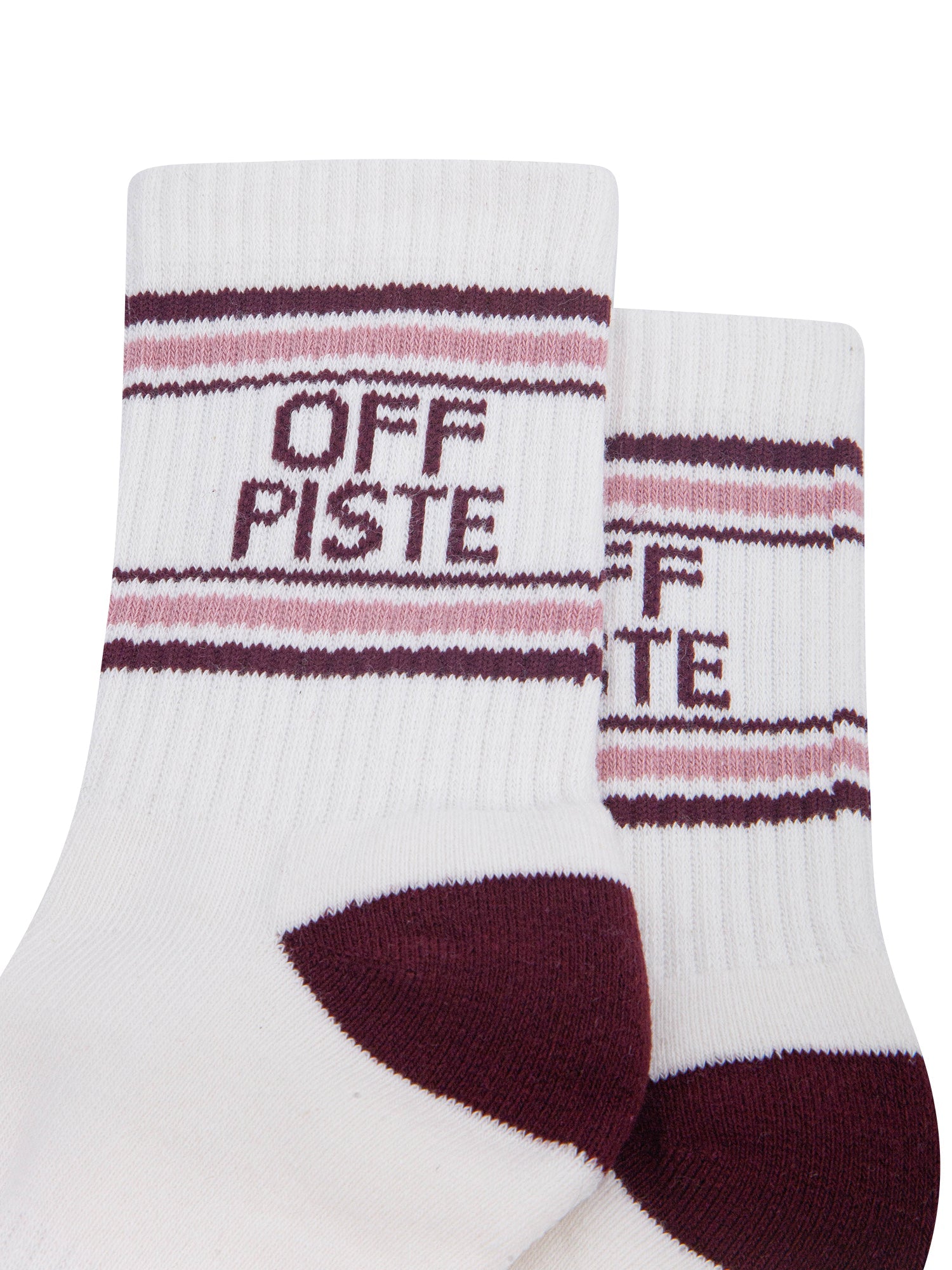 Off-Piste-Organic-Cotton-Sports-Socks-in-Cream/Burgundy-Close-Up