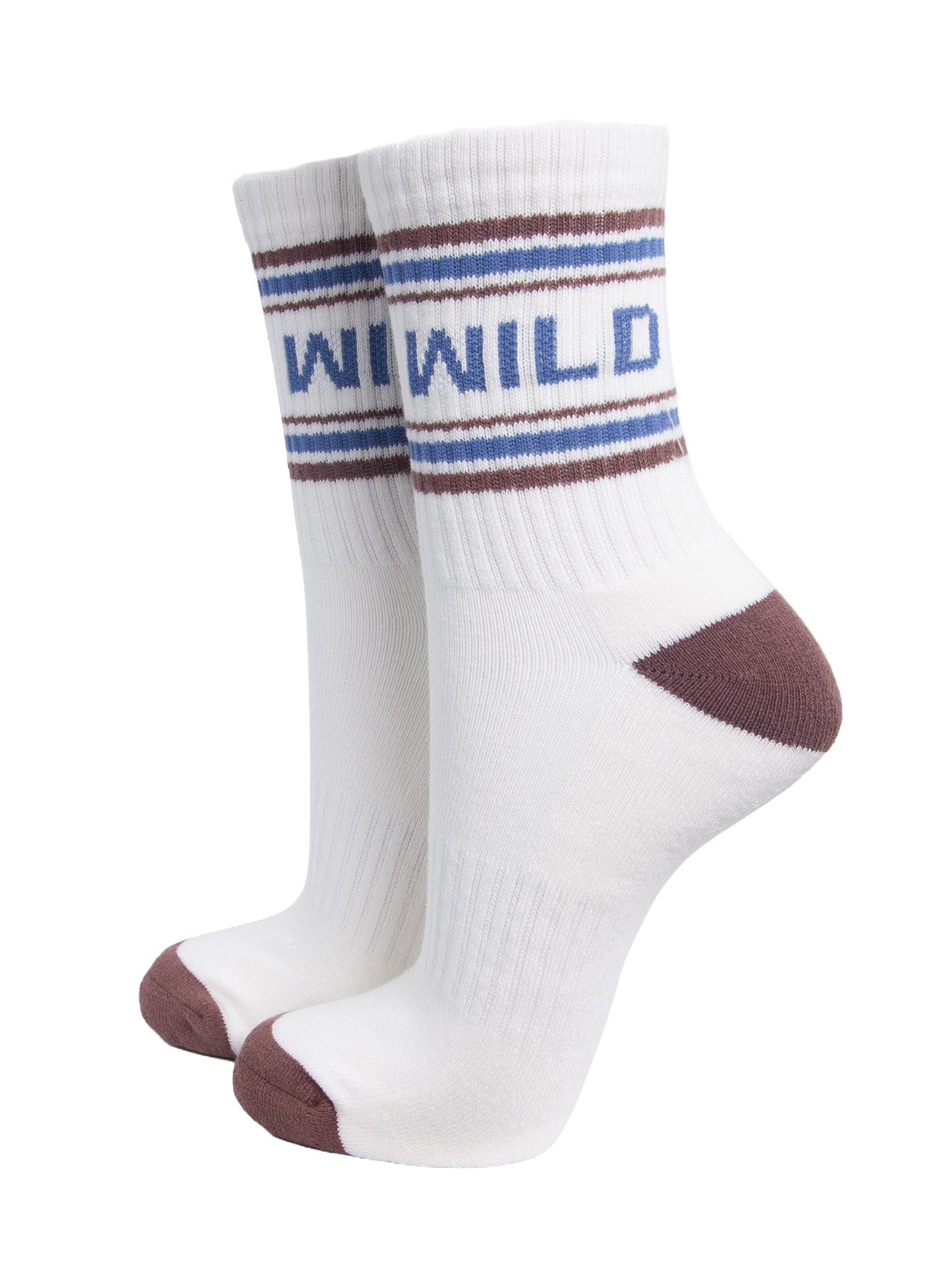 Wild-Organic-Cotton-Sports-Socks-in-White/Brown-On-Mannequin