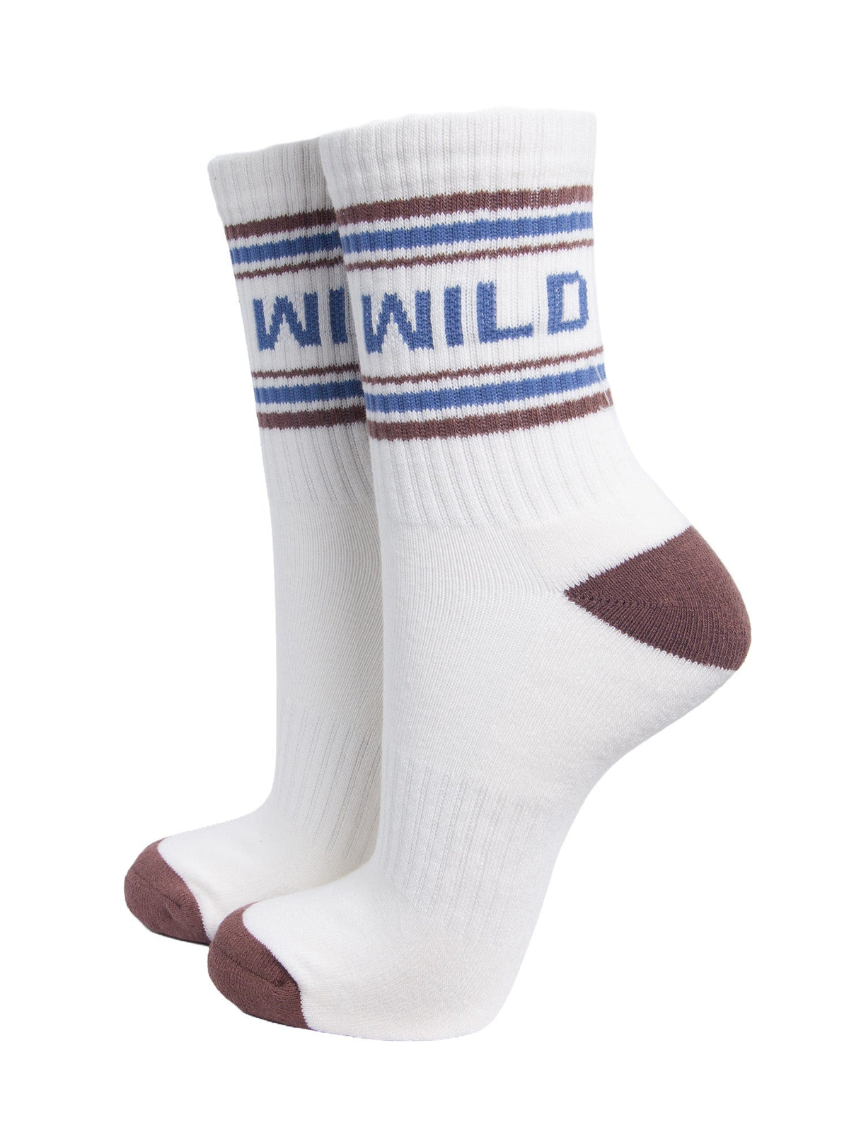 Wild-Organic-Cotton-Sports-Socks-in-White/Brown-On-Mannequin