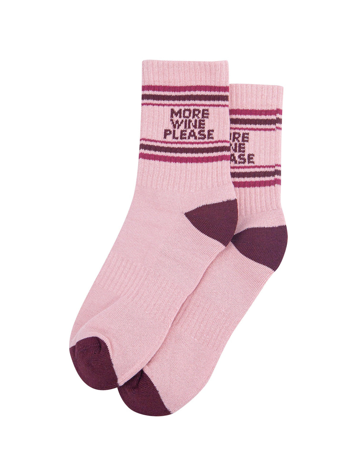More-Wine-Please-Organic-Cotton-Sports-Socks-in-Soft-Pink/Burgundy-Laid-Flat