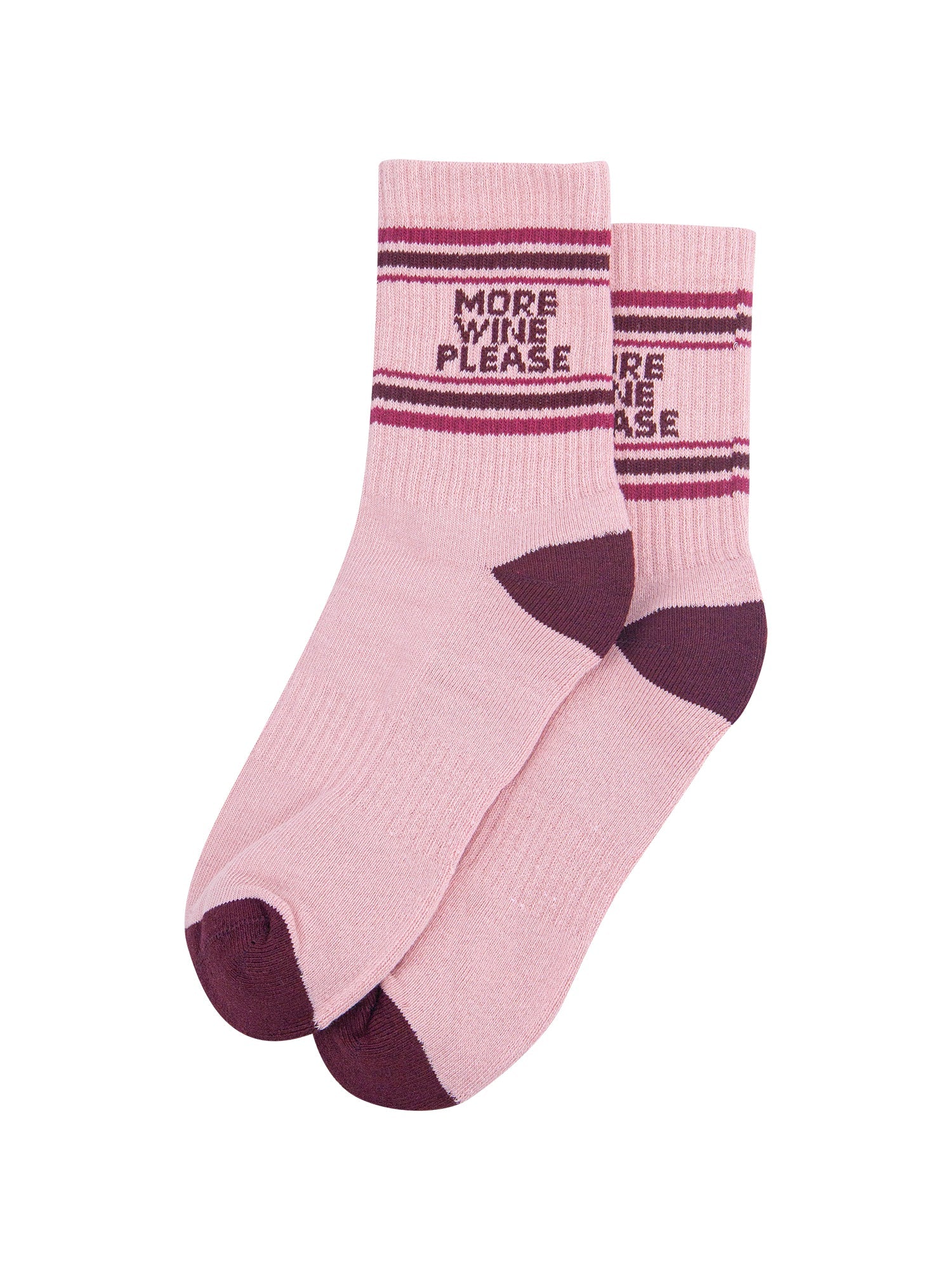 More-Wine-Please-Organic-Cotton-Sports-Socks-in-Soft-Pink/Burgundy-Laid-Flat