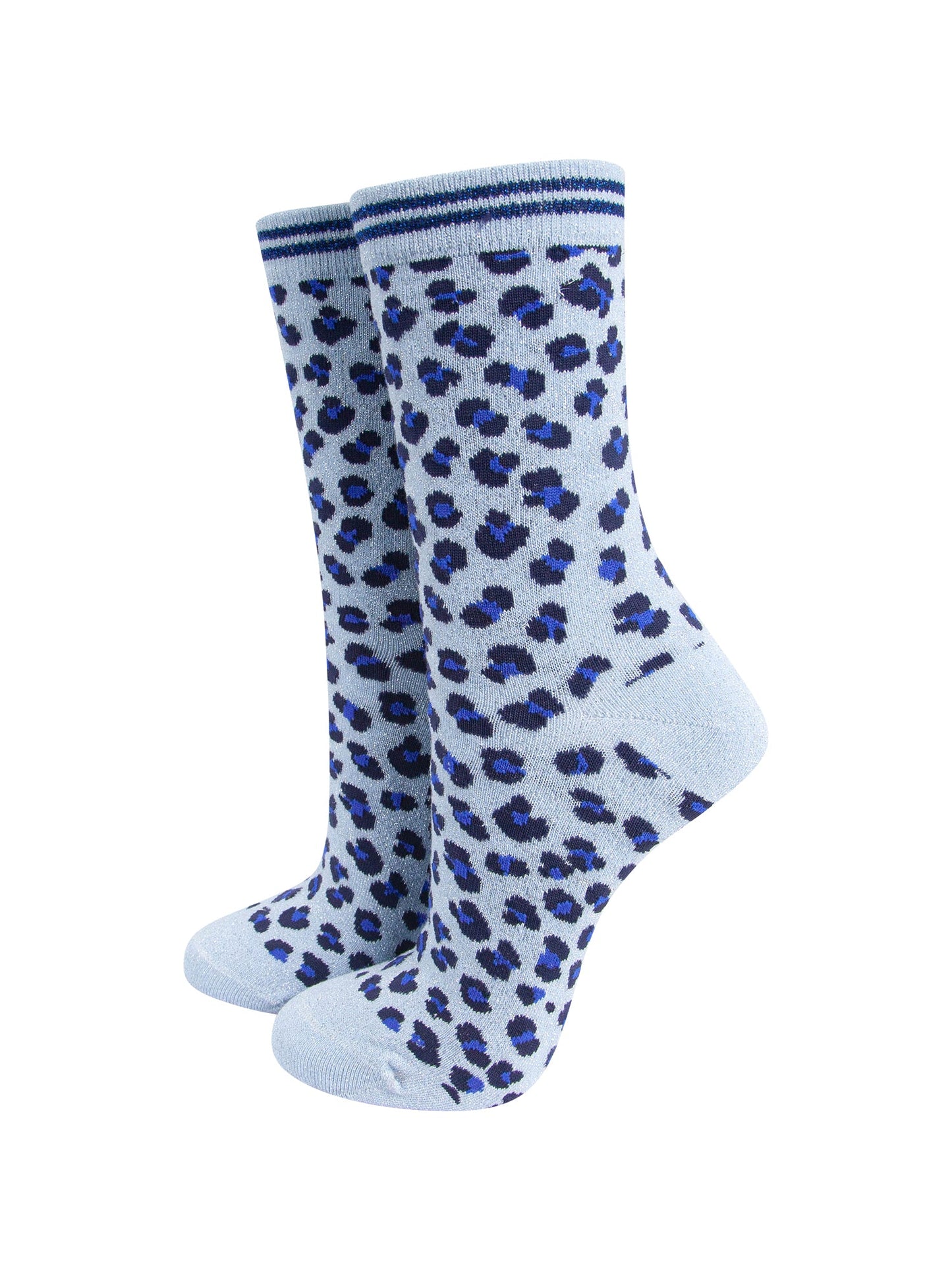 Leopard-Print-Combed-Cotton-Glitter-Socks-in-Blue-Mannequin