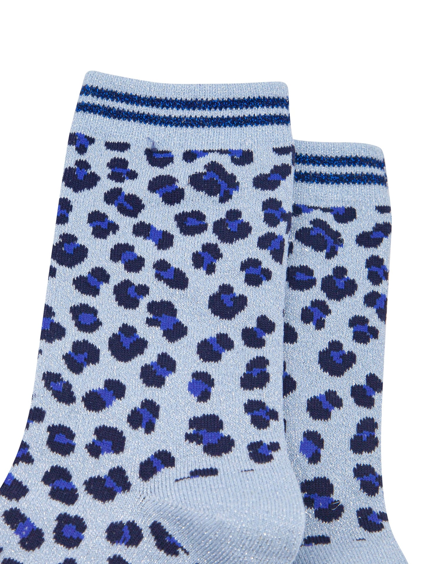 Leopard-Print-Combed-Cotton-Glitter-Socks-in-Blue-Closeup