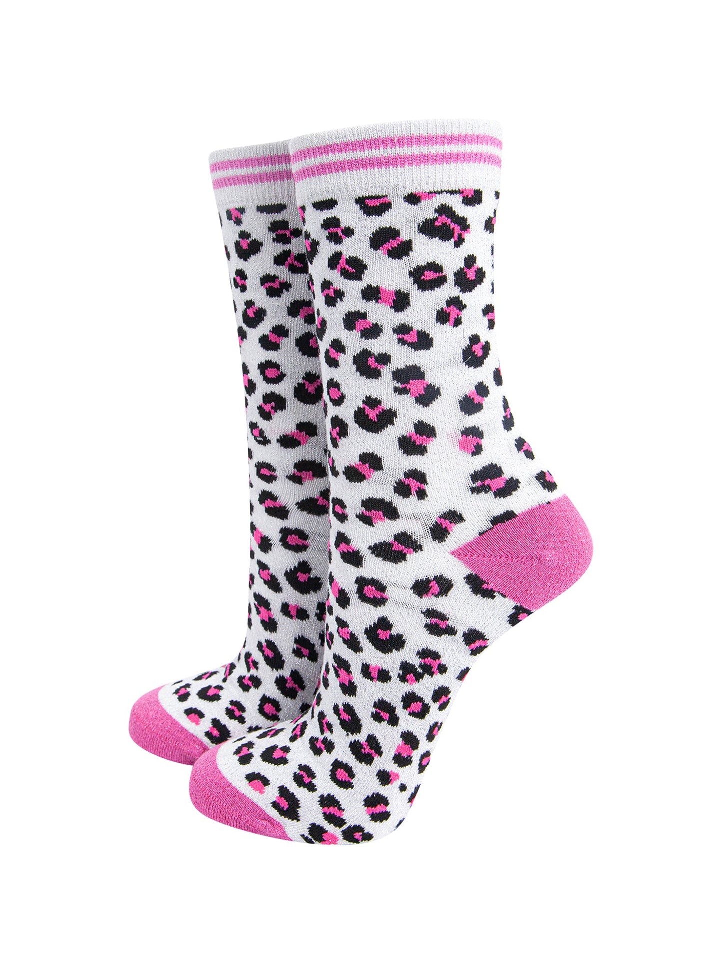 Leopard-Print-Combed-Cotton-Glitter-Socks-in-White-Pink-Mannequin