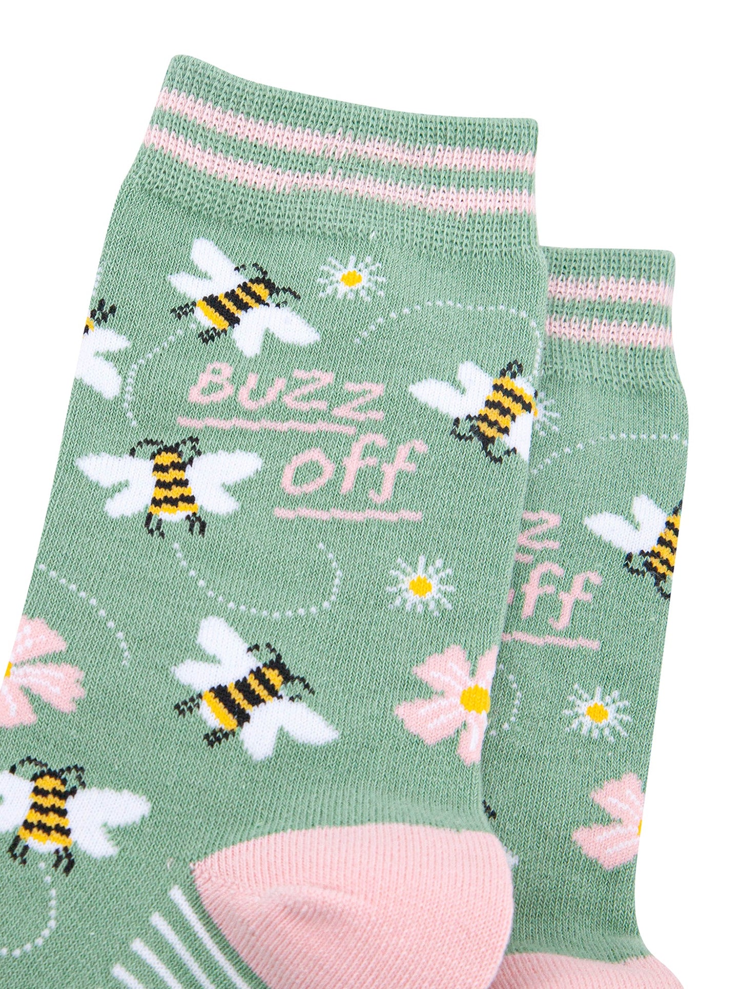 Buzz-Off-Bee-Combed-Cotton-Socks-in-Sage-Green-Closeup