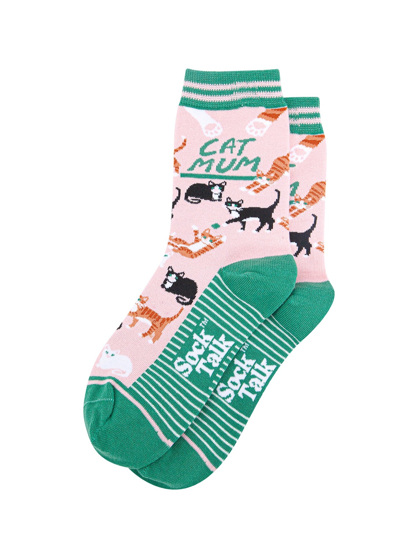 Cat-Mum-Combed-Cotton-Socks-in-Pink-Lying-Flat