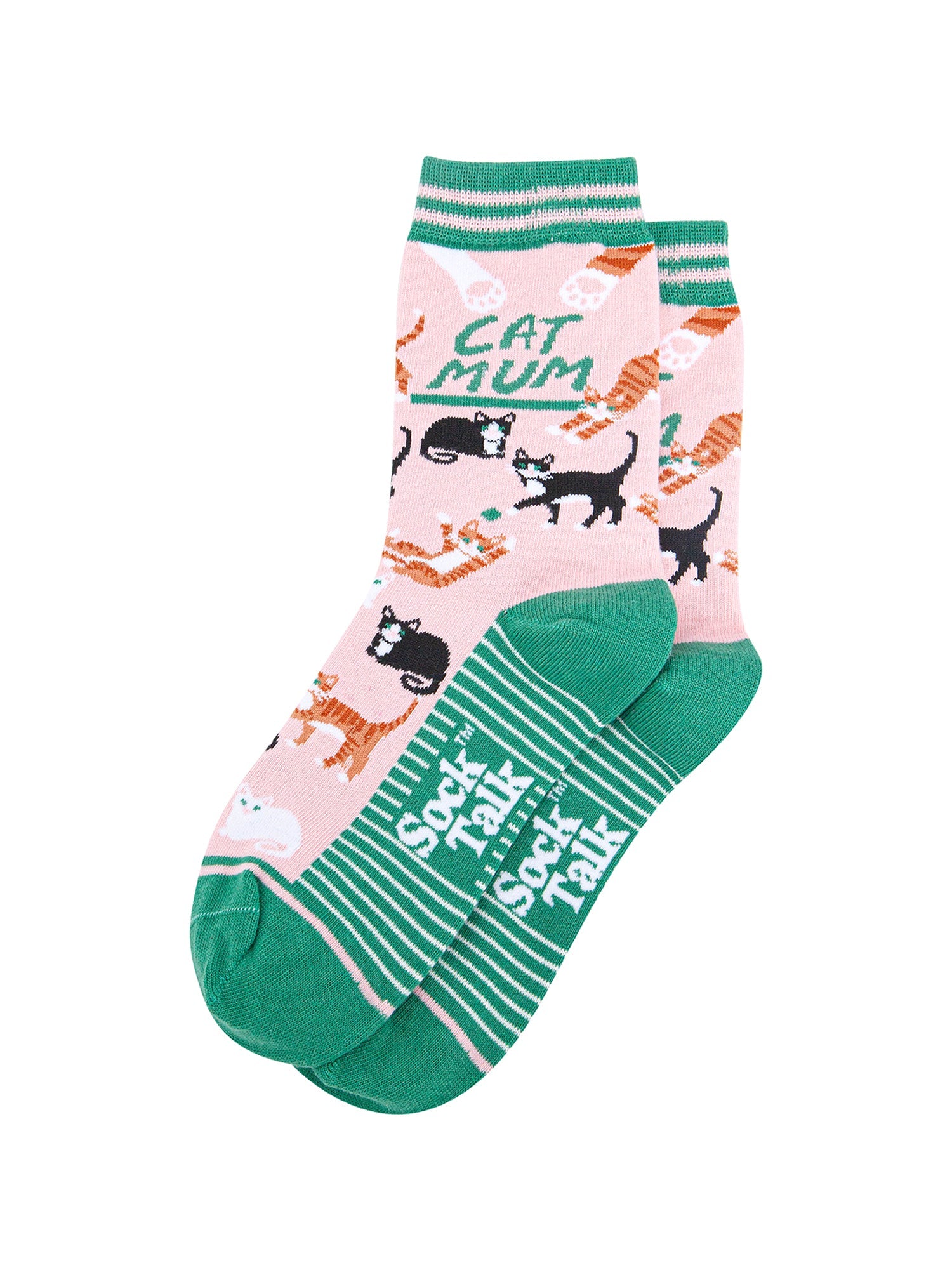 Cat-Mum-Combed-Cotton-Socks-in-Pink-Lying-Flat