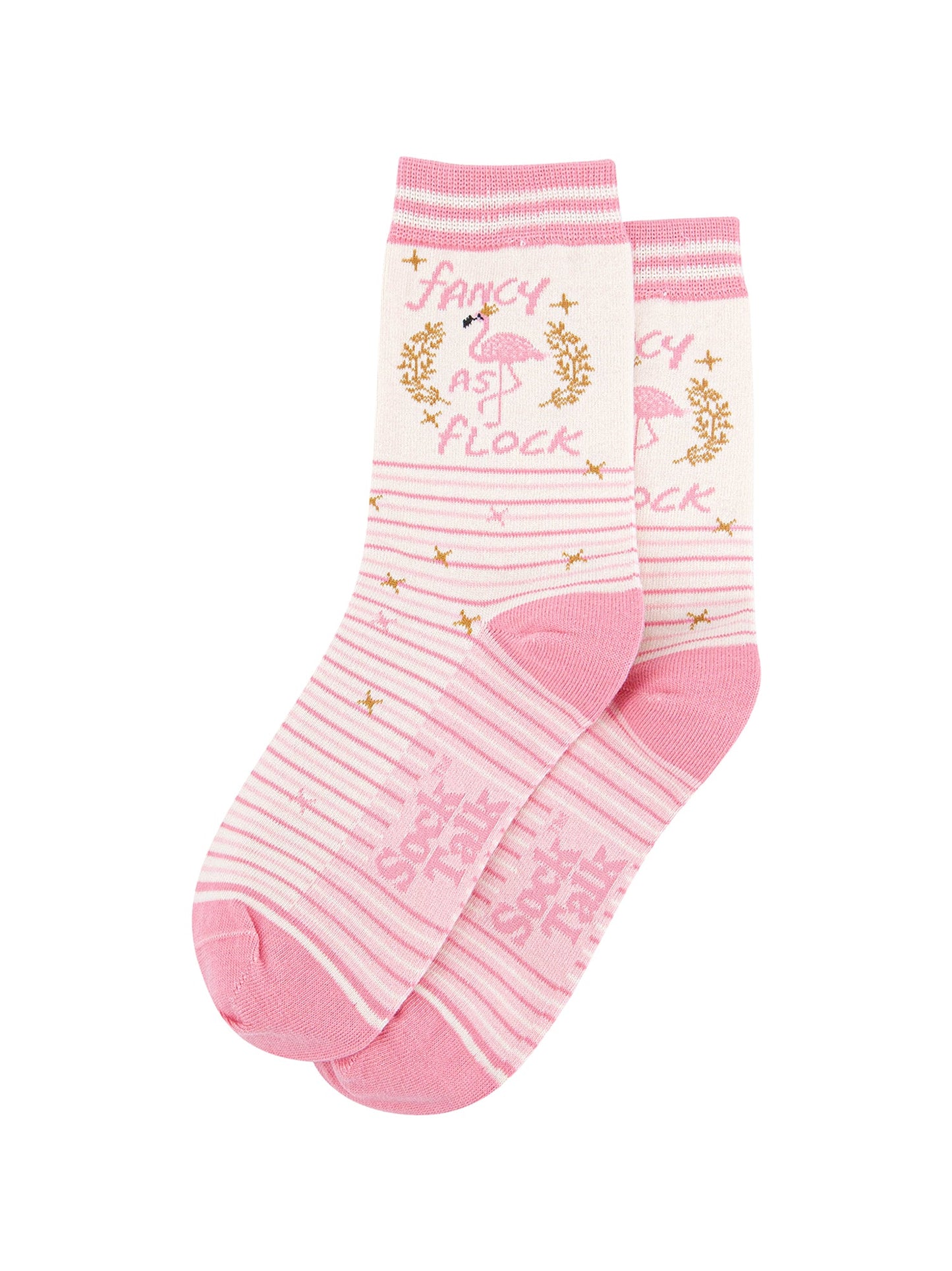 Fancy-As-Flock-Flamingo-Combed-Cotton-Socks-in-Pink-Lying-Flat