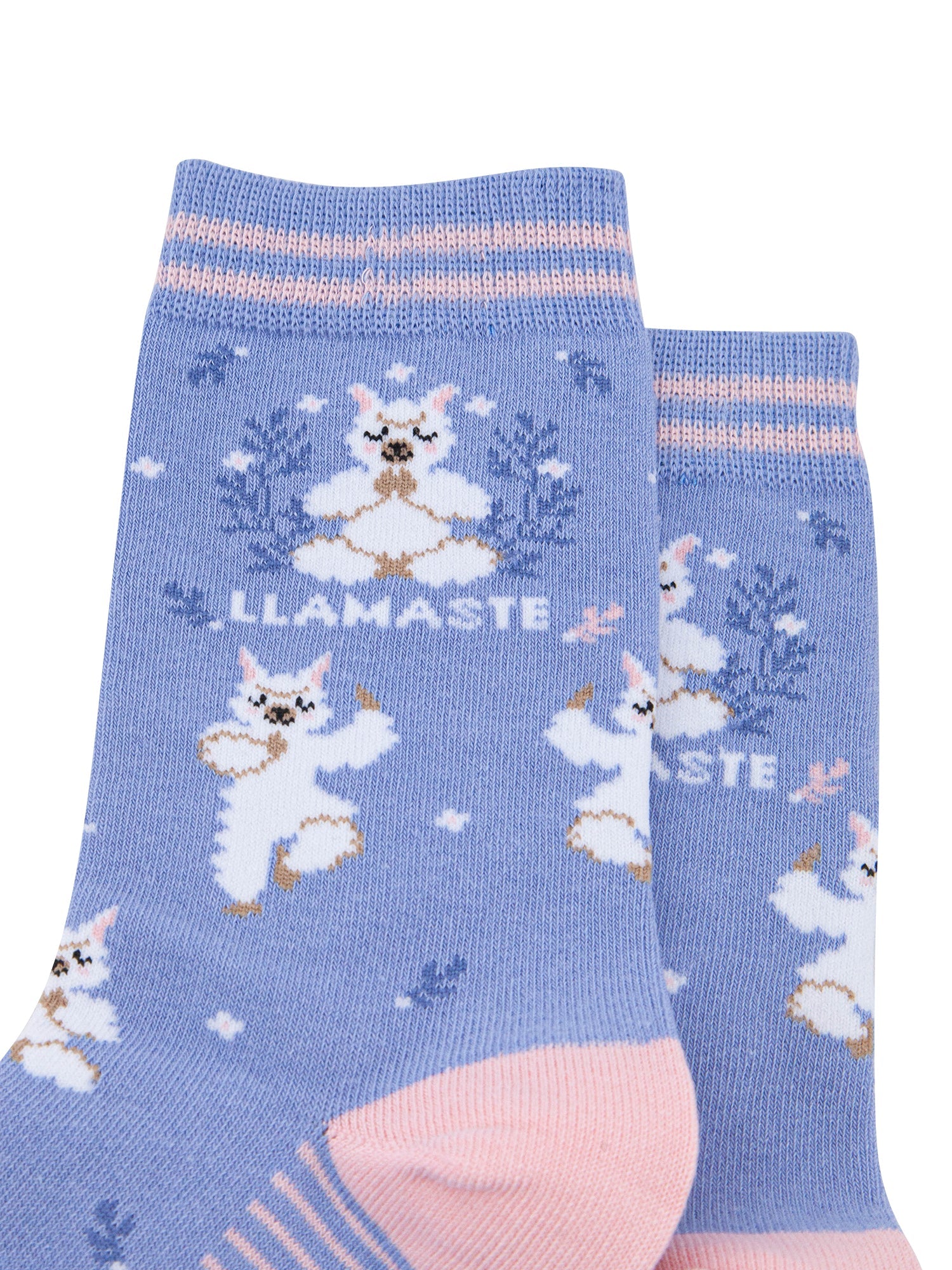 Llamaste-Combed-Cotton-Socks-in-Blue-Closeup