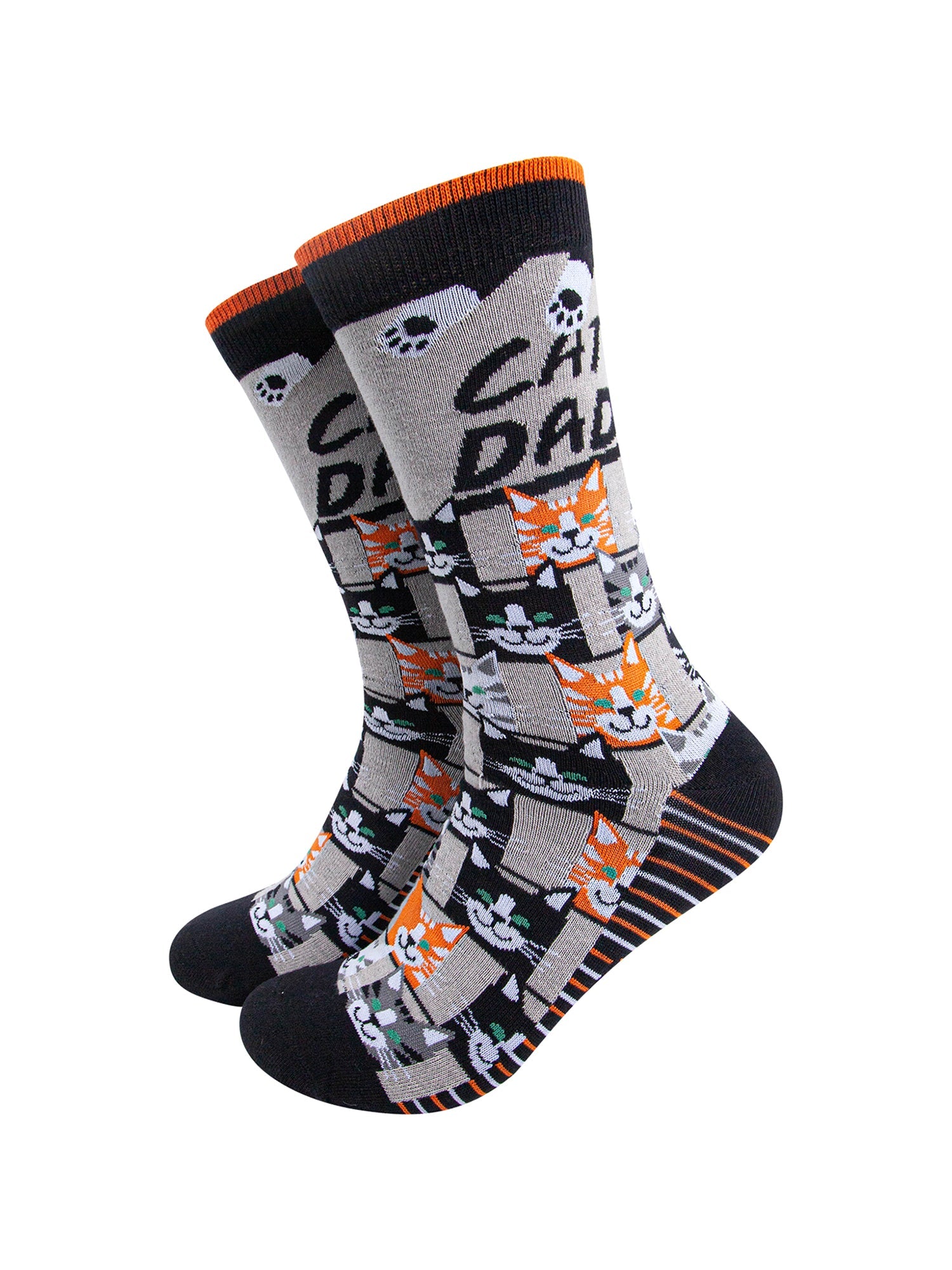 Cat-Dad-Combed-Cotton-Novelty-Socks-in-Grey-Black-Mannequin