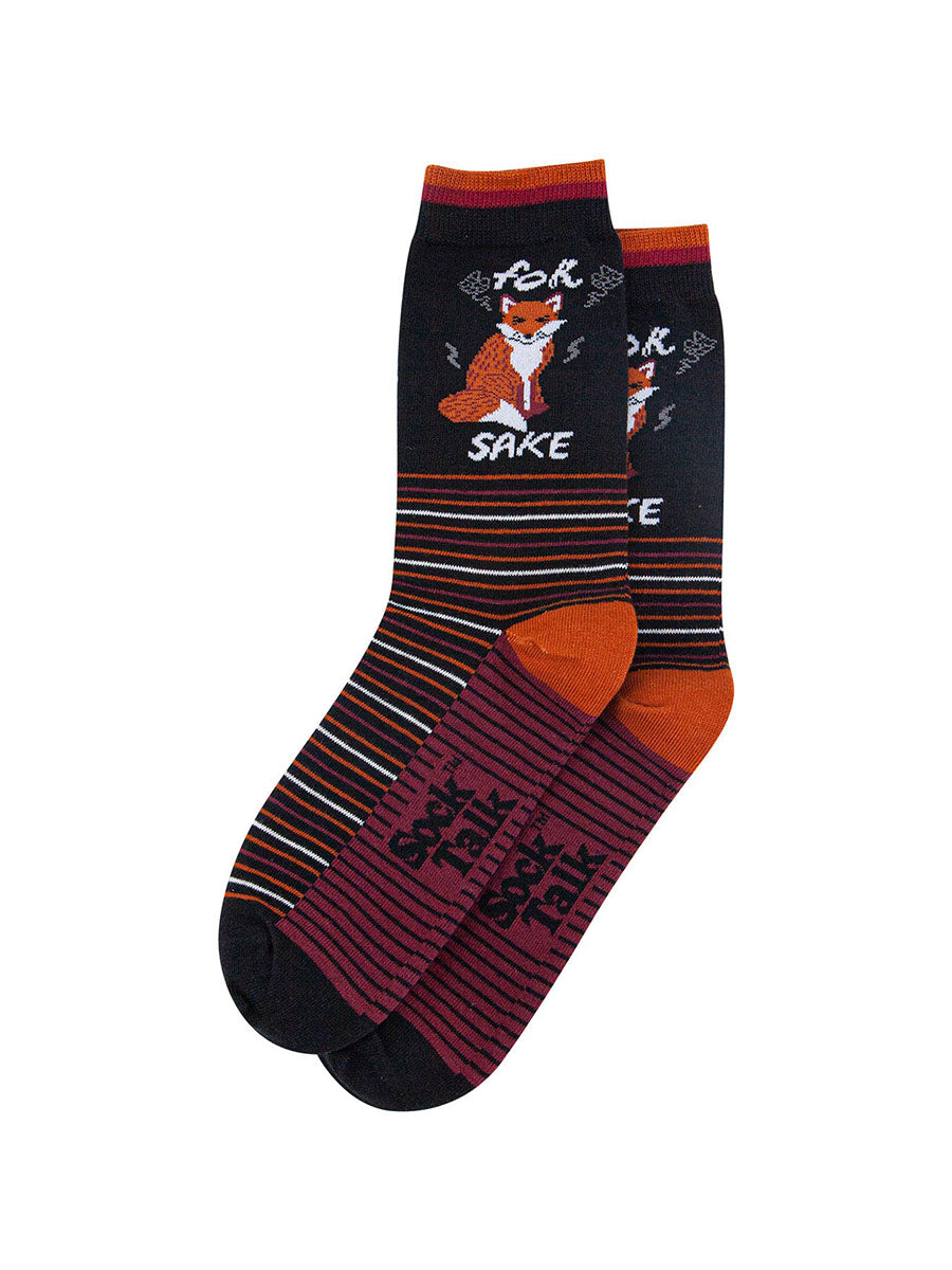 For-Fox-Sake-Combed-Cotton-Novelty-Socks-in-Black-Lying-Flat