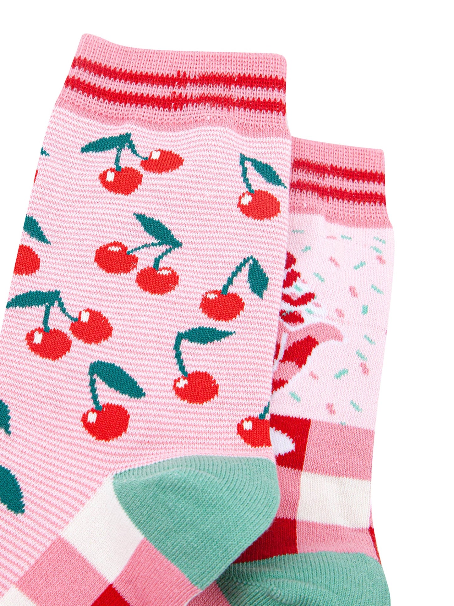 Cherry-Ice-Cream-Sundae-Combed-Cotton-Odd-Socks-in-Pink-Closeup