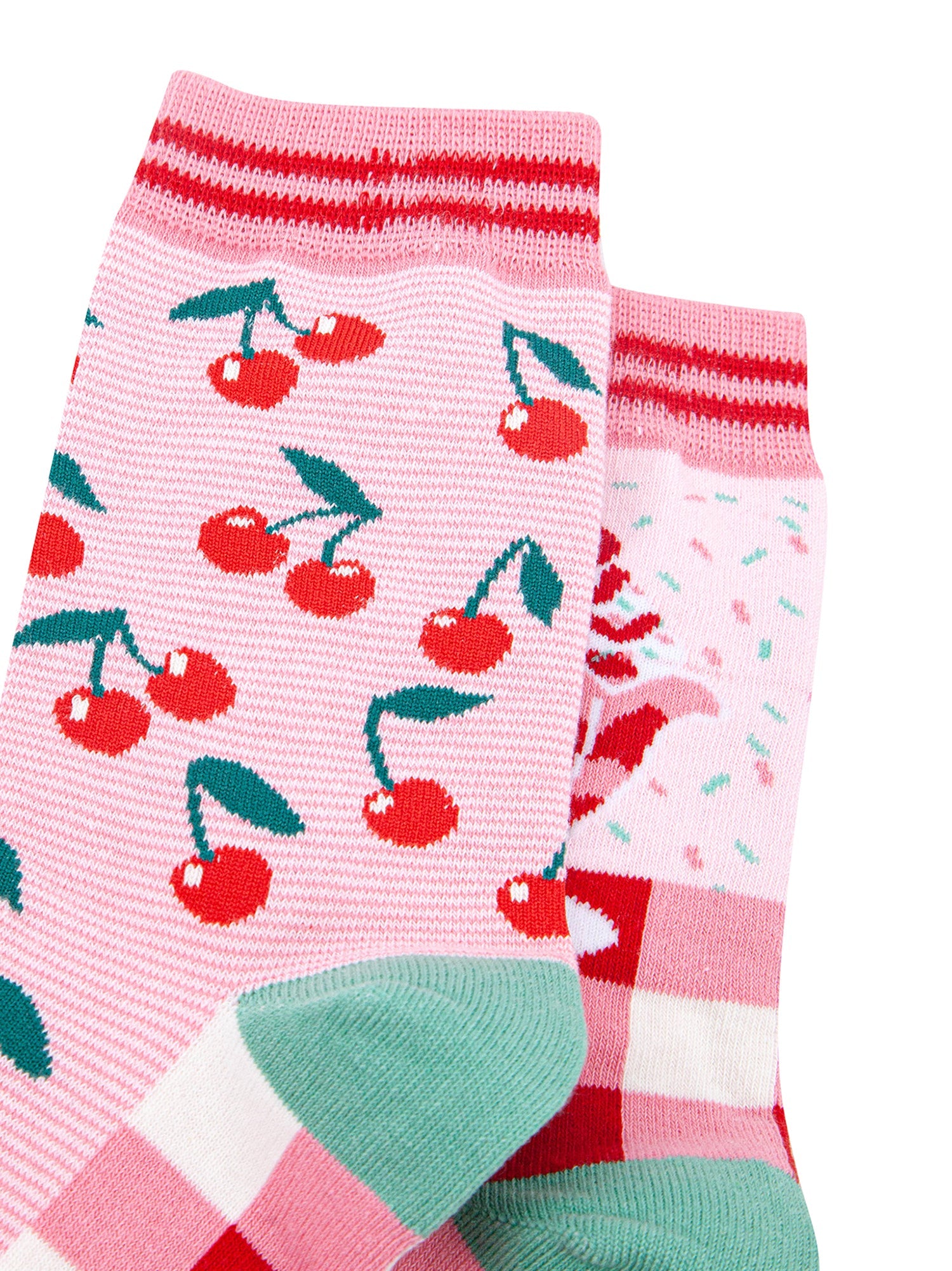 Cherry-Ice-Cream-Sundae-Combed-Cotton-Odd-Socks-in-Pink-Closeup