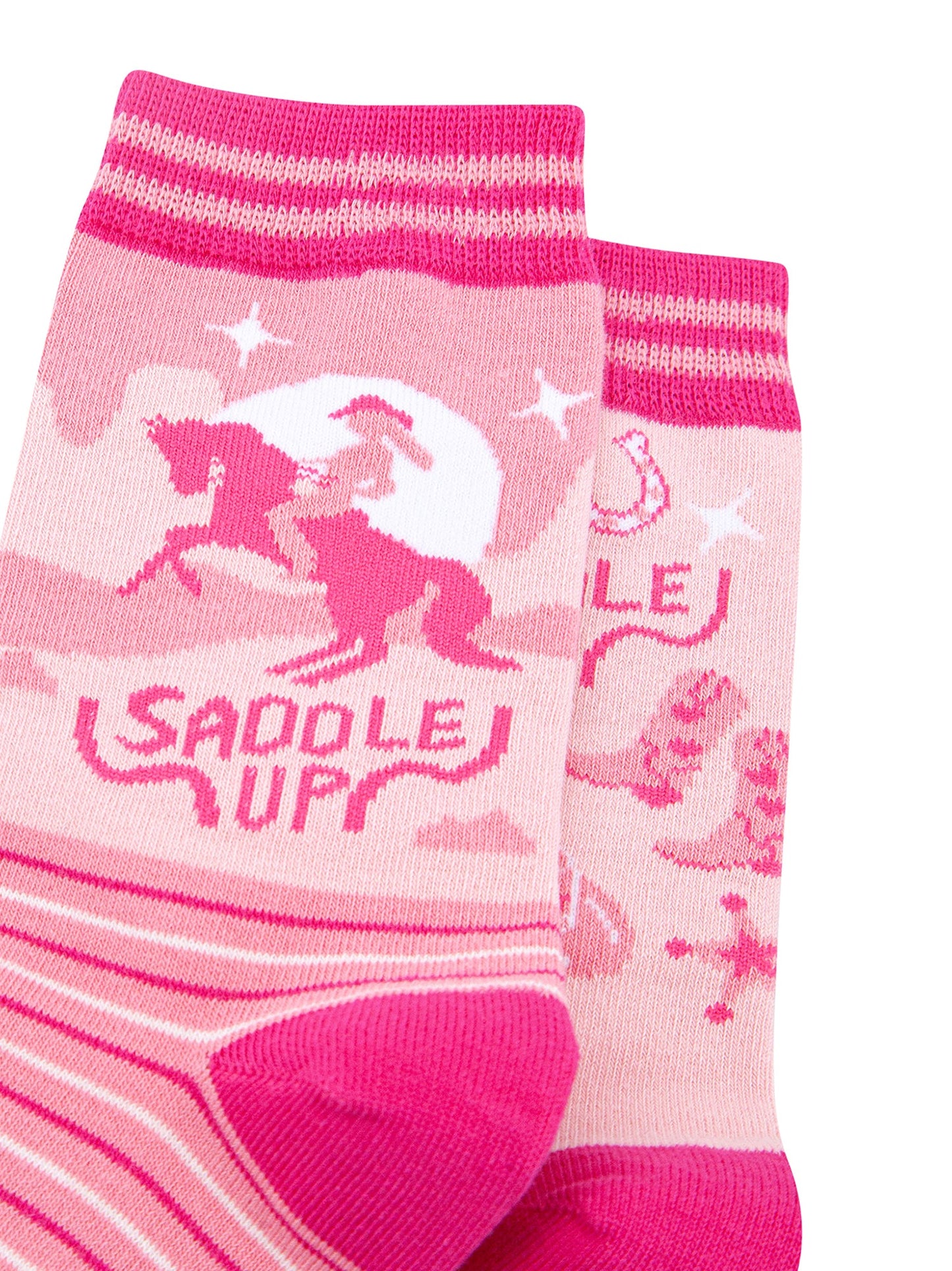 Saddle-Up-Horse-Combed-Cotton-Odd-Socks-in-Pink-Closeup