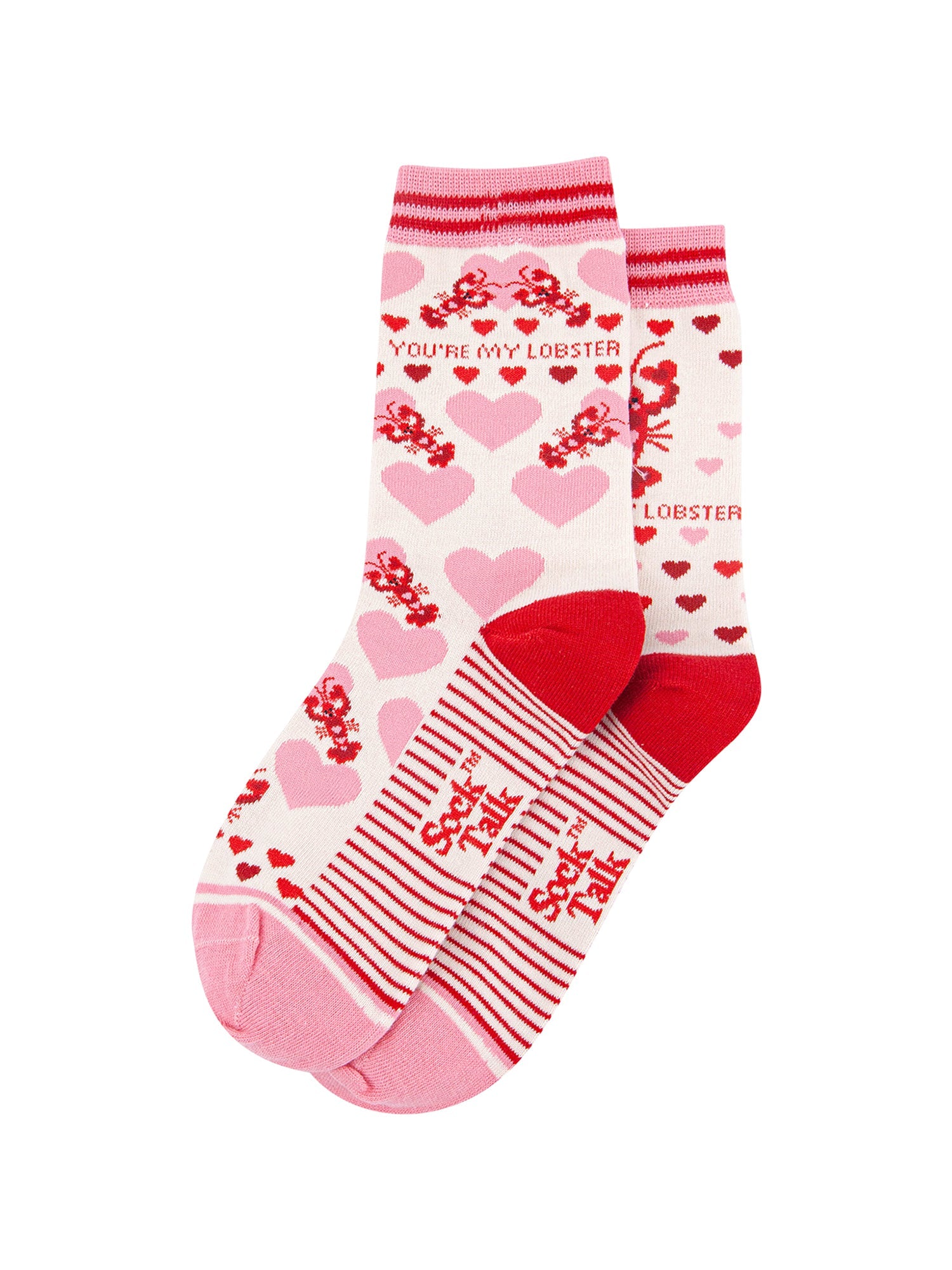 You're-My-Lobster-Combed-Cotton-Off-Socks-in-Pink-Lying-Flat