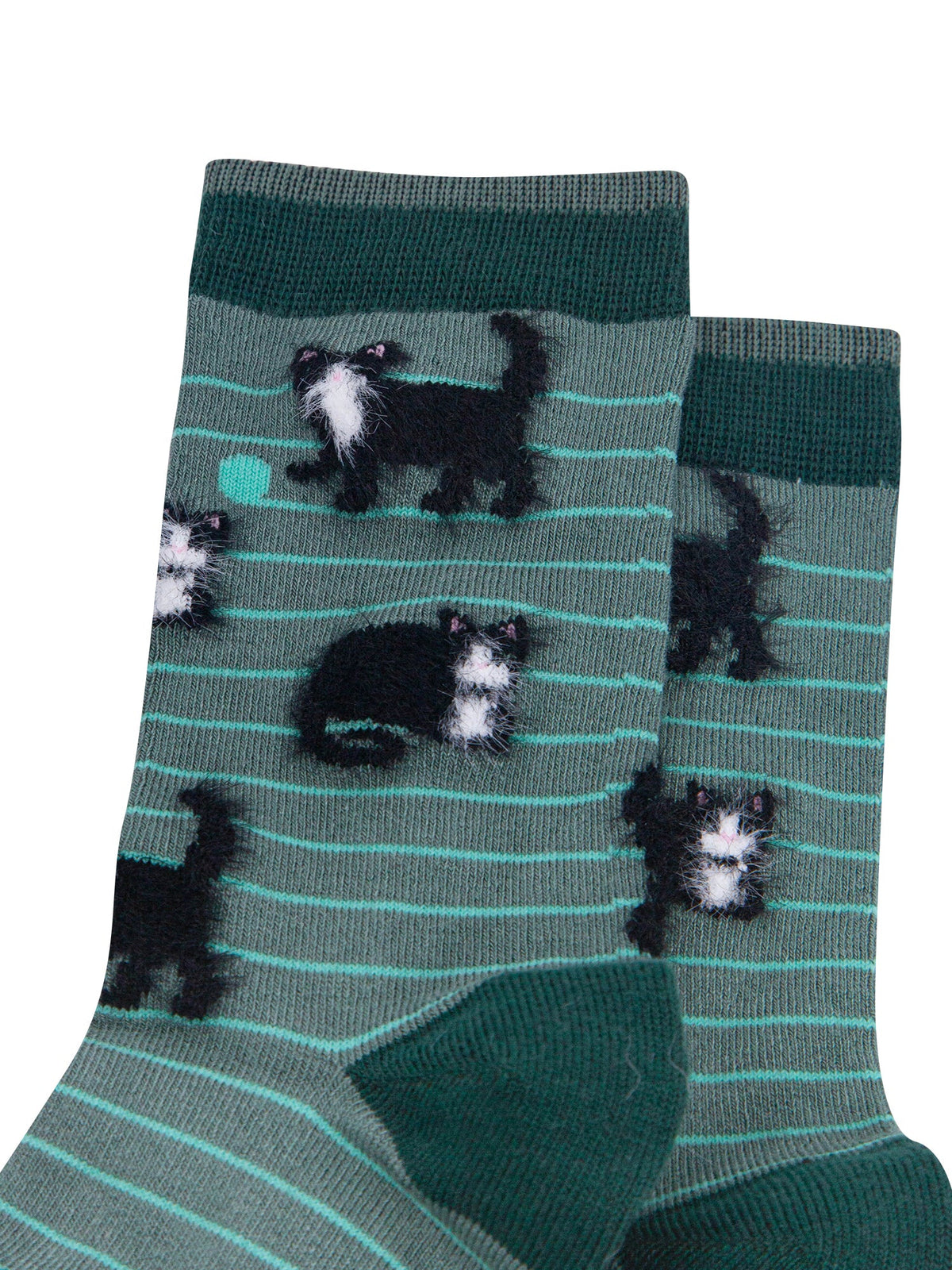 Green-Cat-Women's-Fluffy-Bamboo-Socks-Close-Up