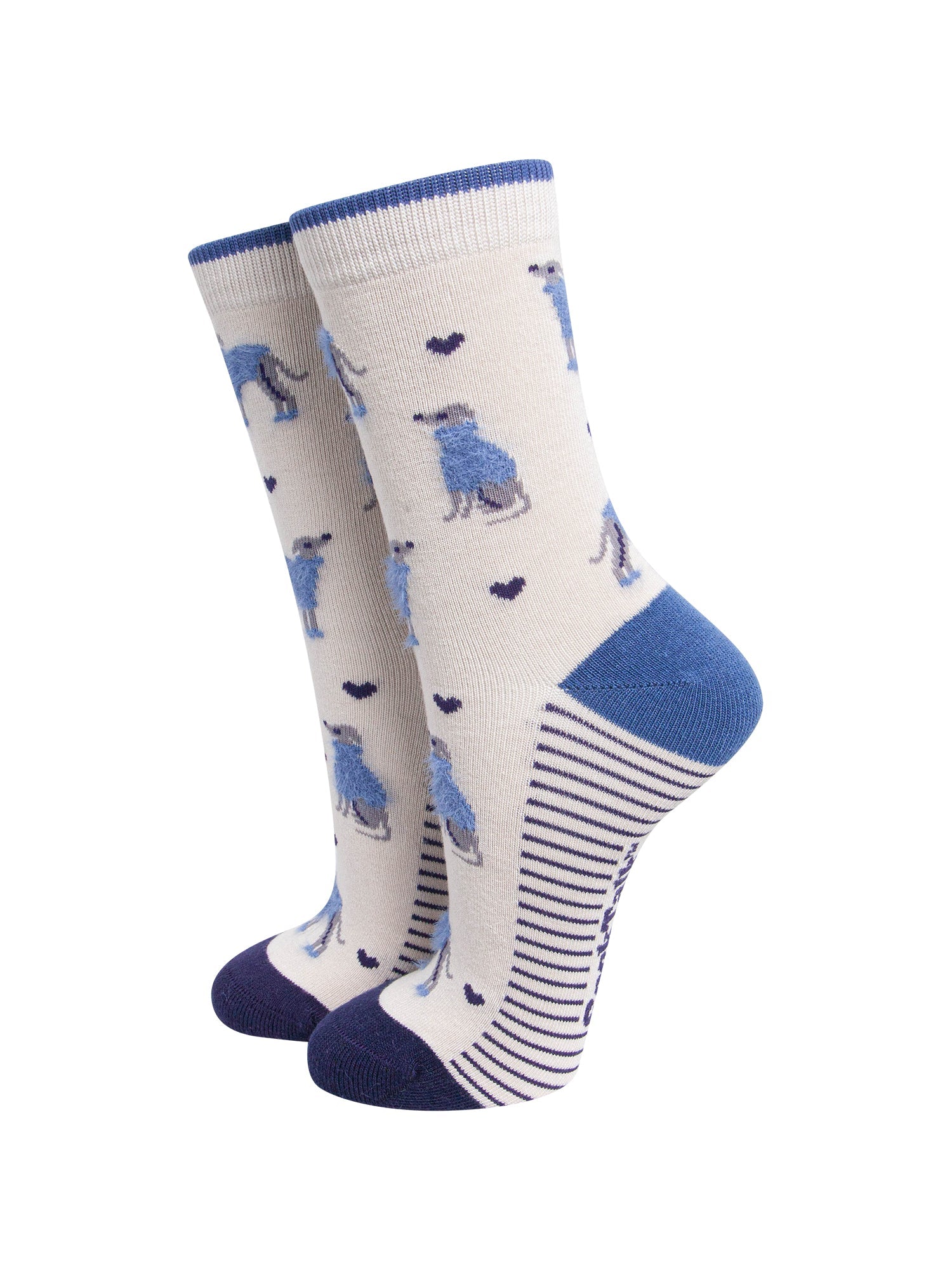 Greyhound-Bamboo-Fluffy-Socks-in-Cream-On-Mannequin