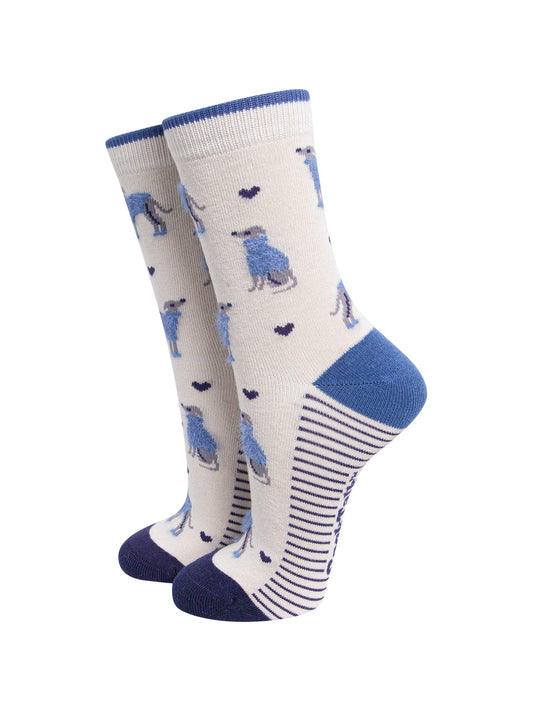 Greyhound-Bamboo-Fluffy-Socks-in-Cream-On-Mannequin