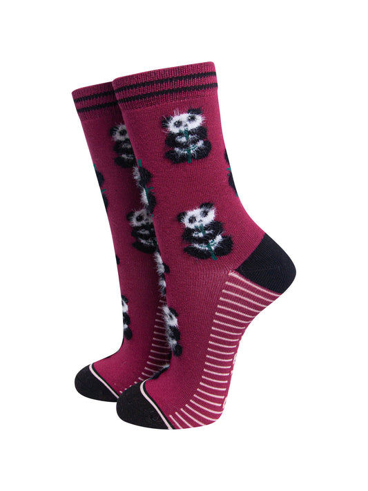 Berry-Panda-Women's-Fluffy-Bamboo-Socks-On-Mannequin