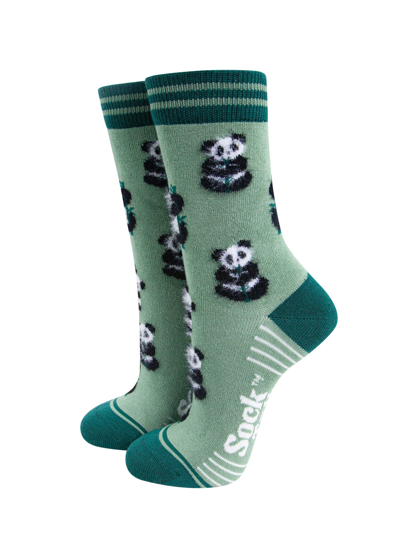 Panda-Fluffy-Bamboo-Socks-in-Green-Mannequin