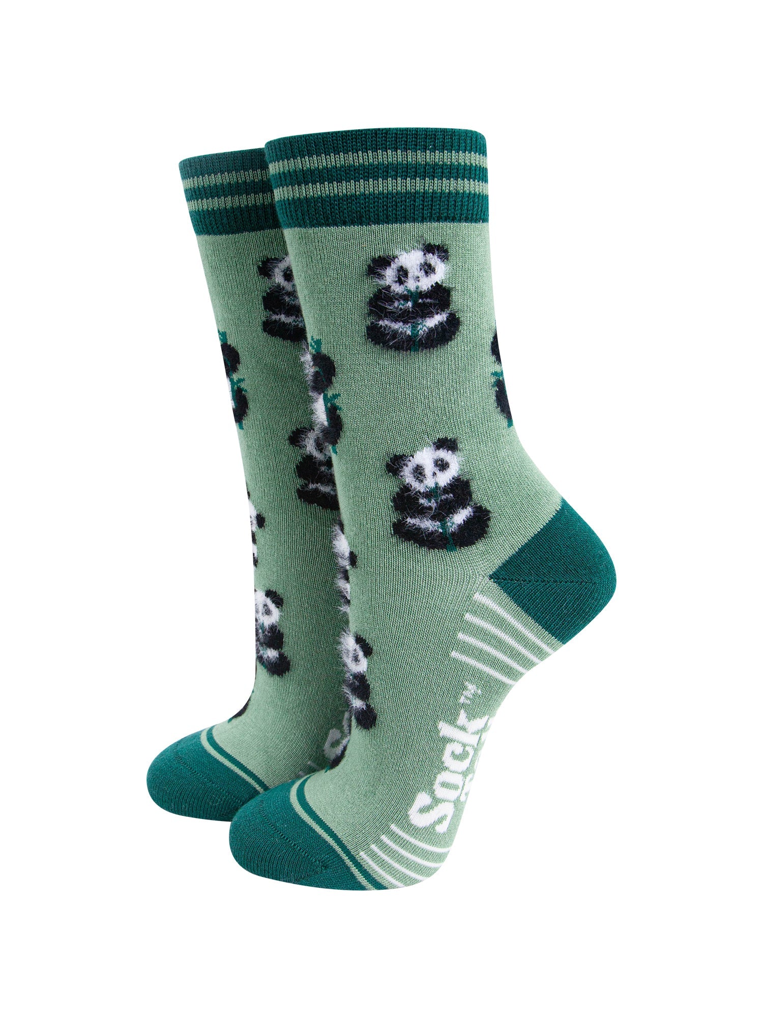 Panda-Fluffy-Bamboo-Socks-in-Green-Mannequin