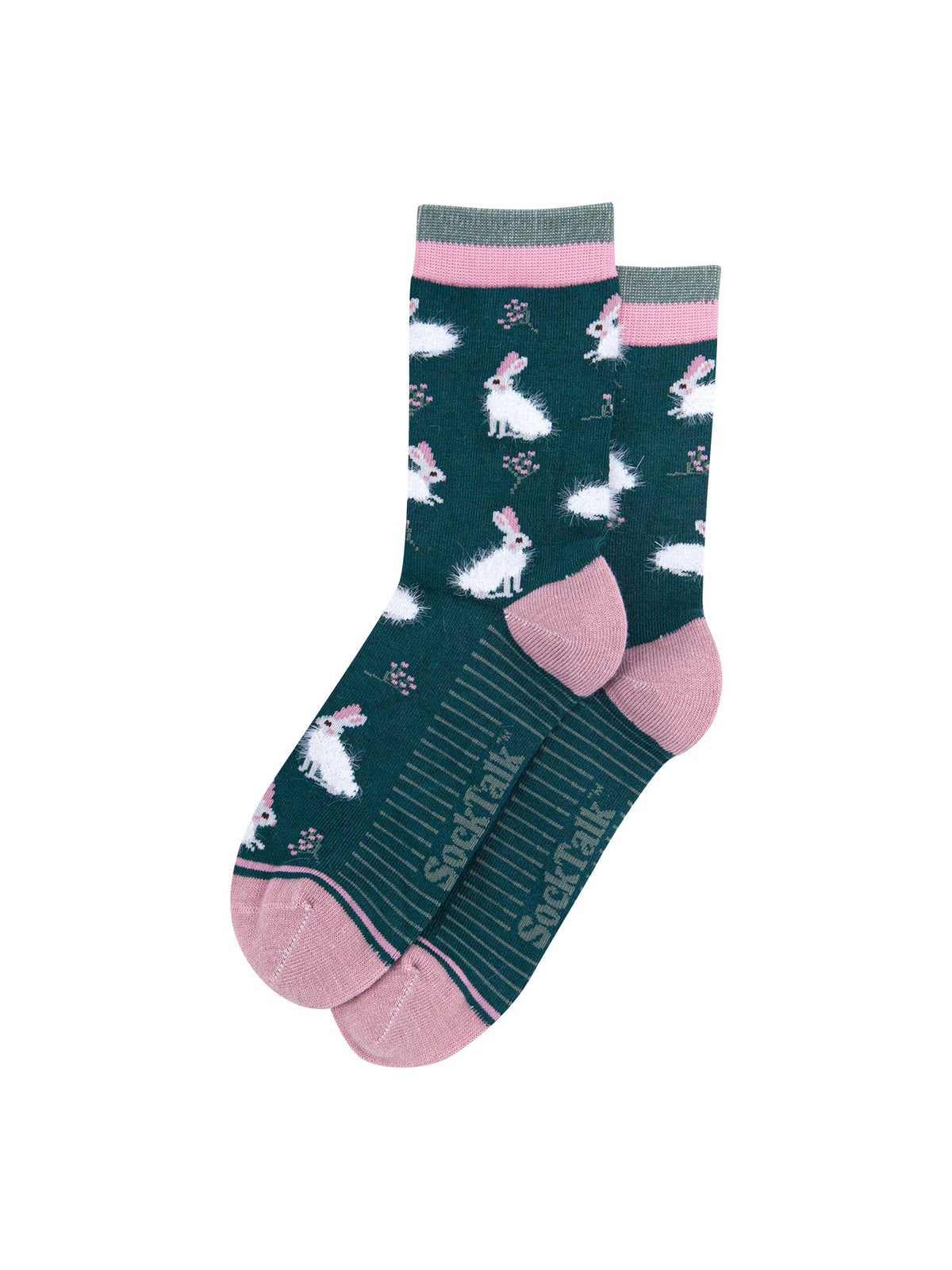 Rabbit-Fluffy-Bamboo-Crew-Socks-Christmas-Cracker-Gift-Box-in-Green