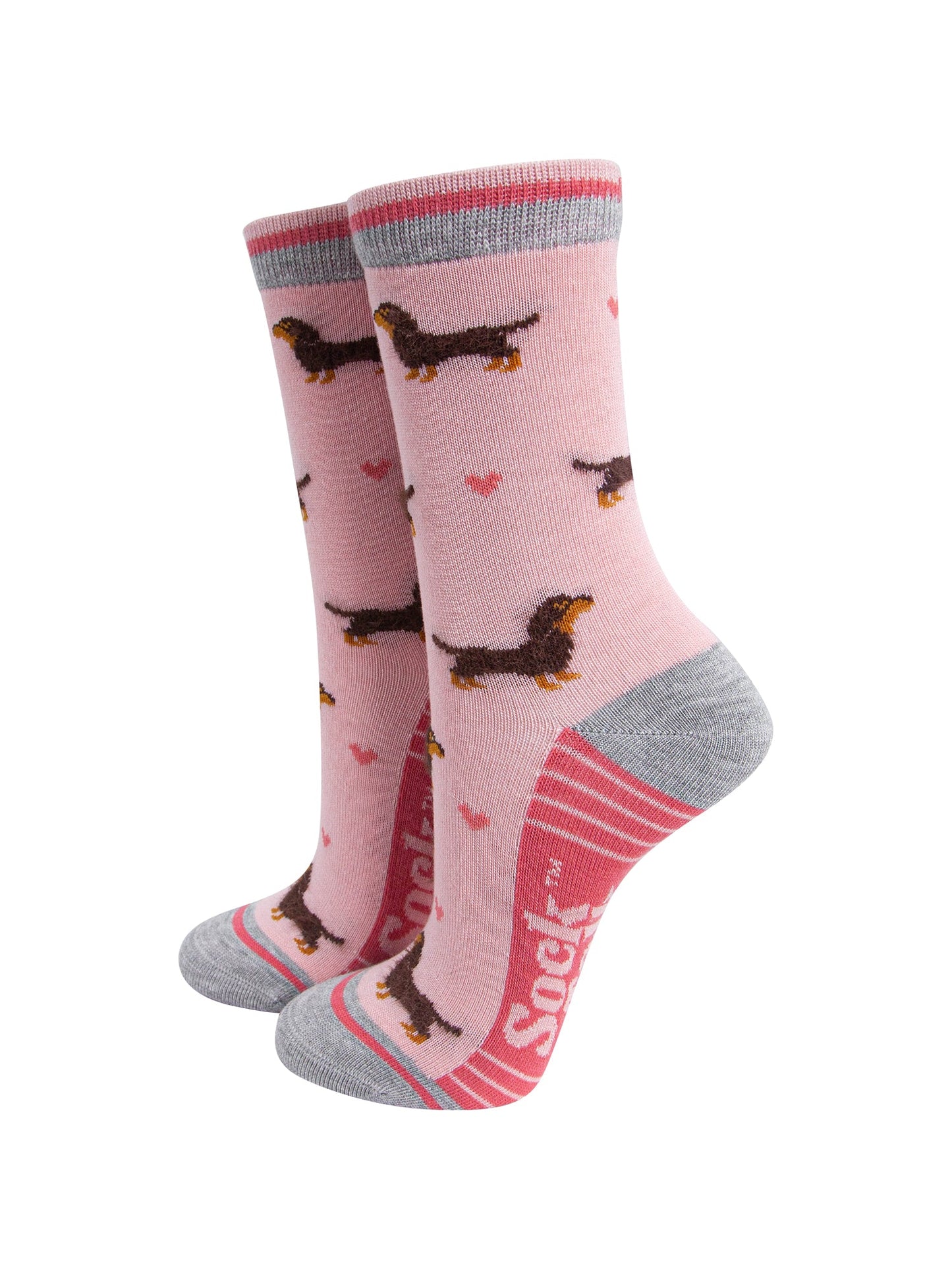 Sausage-Dogs-Hearts-Fluffy-Bamboo-Socks-in-Pink-Mannequin