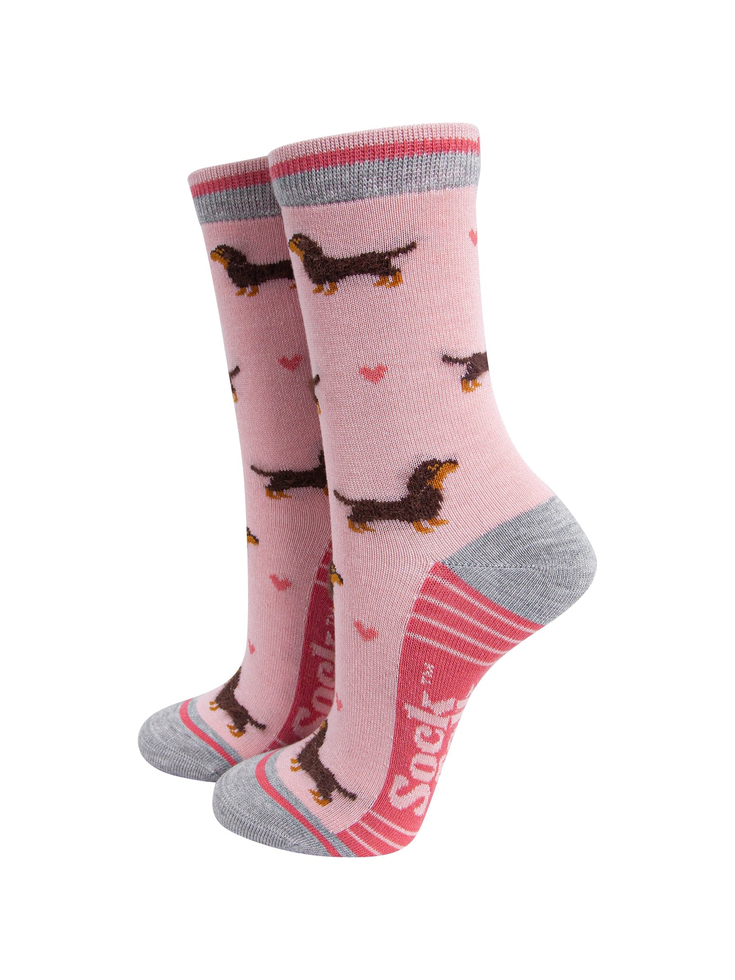Sausage-Dogs-Hearts-Fluffy-Bamboo-Socks-in-Pink-Mannequin