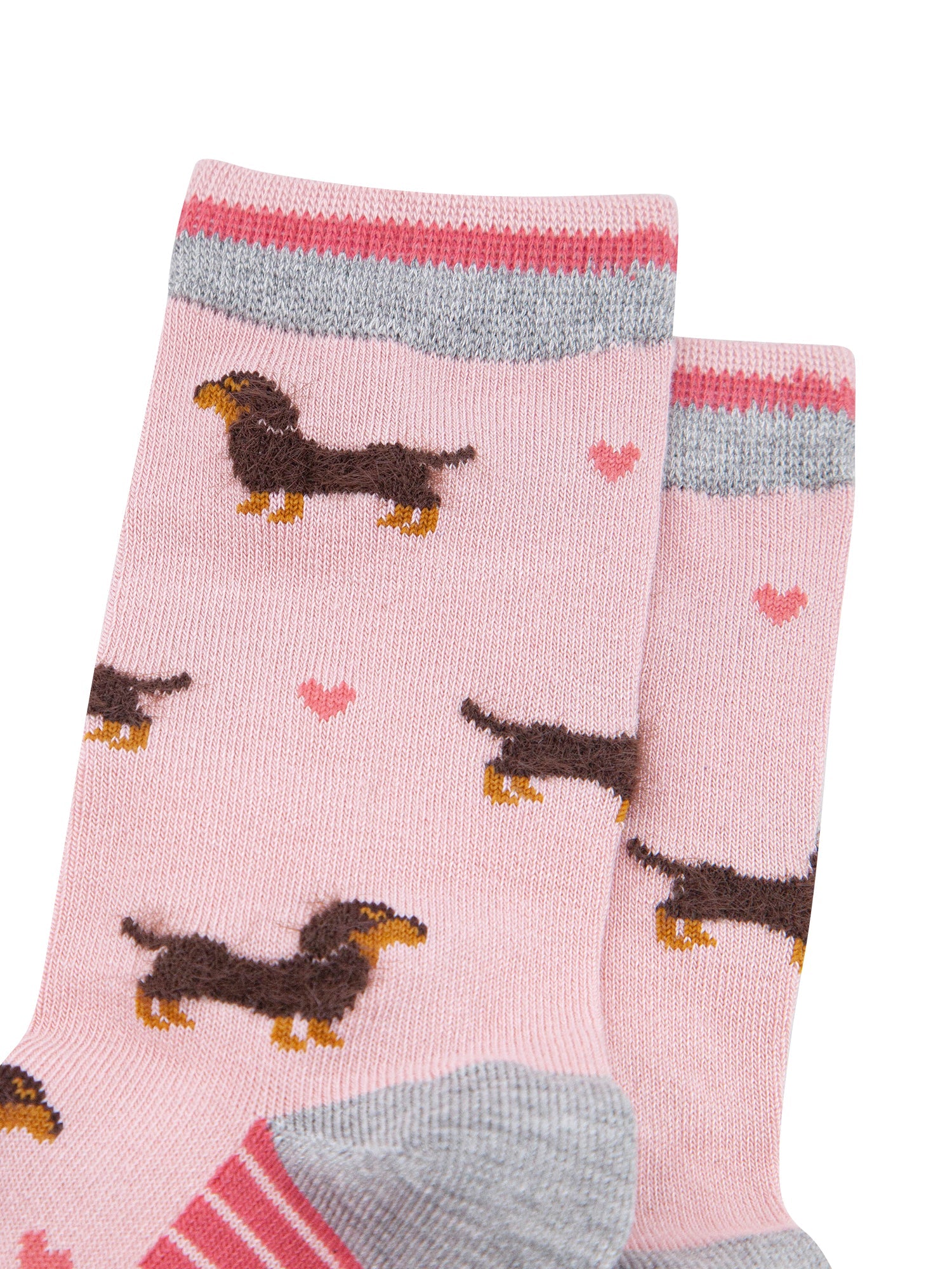 Sausage-Dogs-Hearts-Fluffy-Bamboo-Socks-in-Pink-Closeup