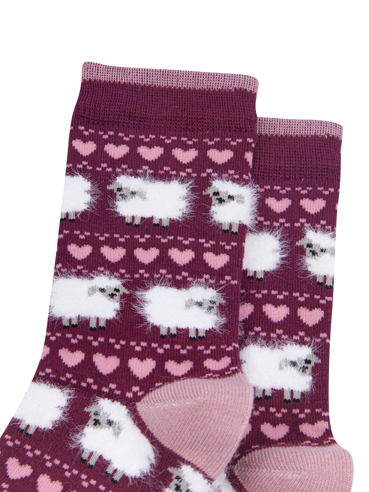 Berry-Sheep-Women's-Fluffy-Bamboo-Socks-Close-Up