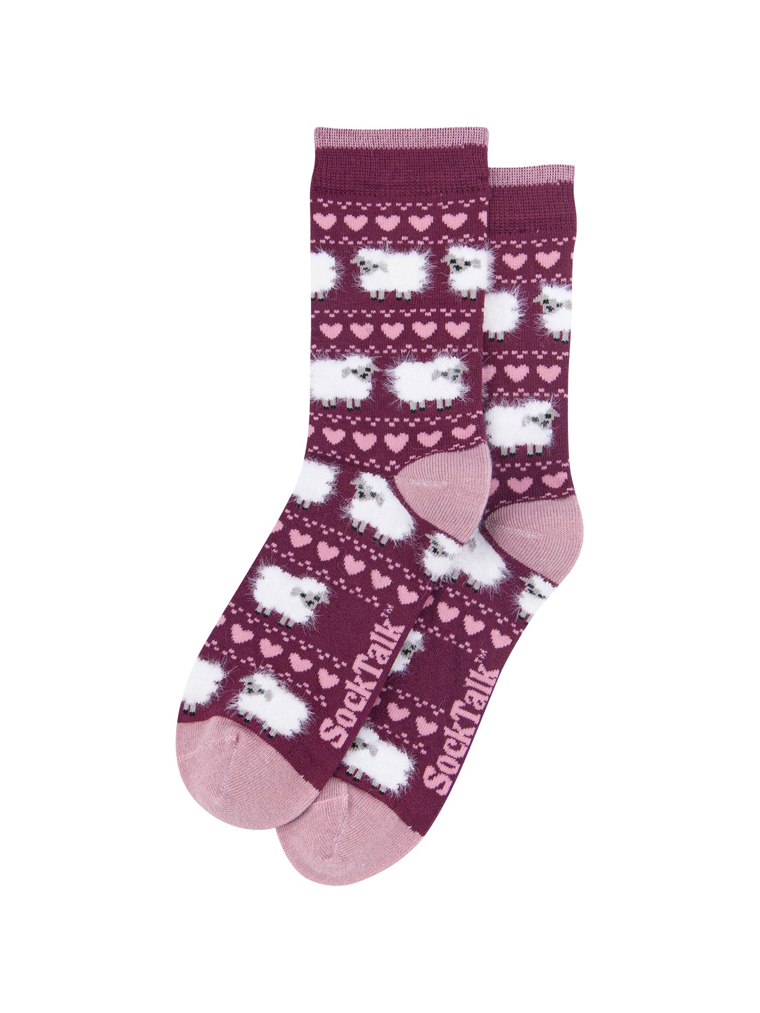Berry-Sheep-Women's-Fluffy-Bamboo-Socks-Laid-Flat