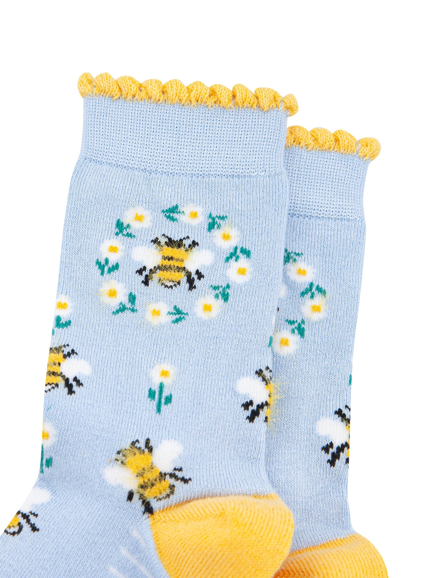 Bee-Wreath-Fluffy-Bamboo-Socks-in-Blue-Closeup