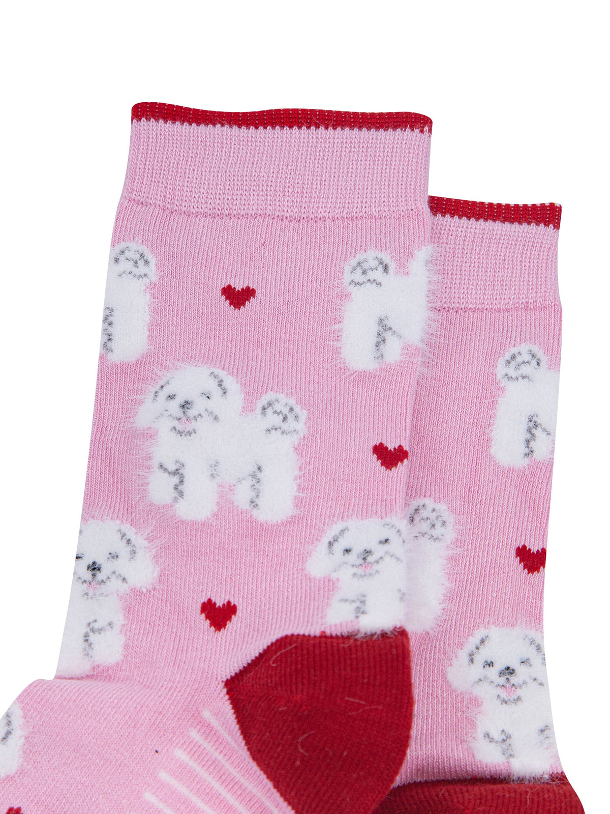 Pink-Dog-Women's-Fluffy-Bamboo-Socks-Close-Up