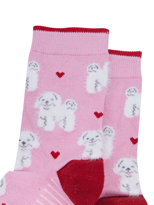 Pink-Dog-Women's-Fluffy-Bamboo-Socks-Close-Up