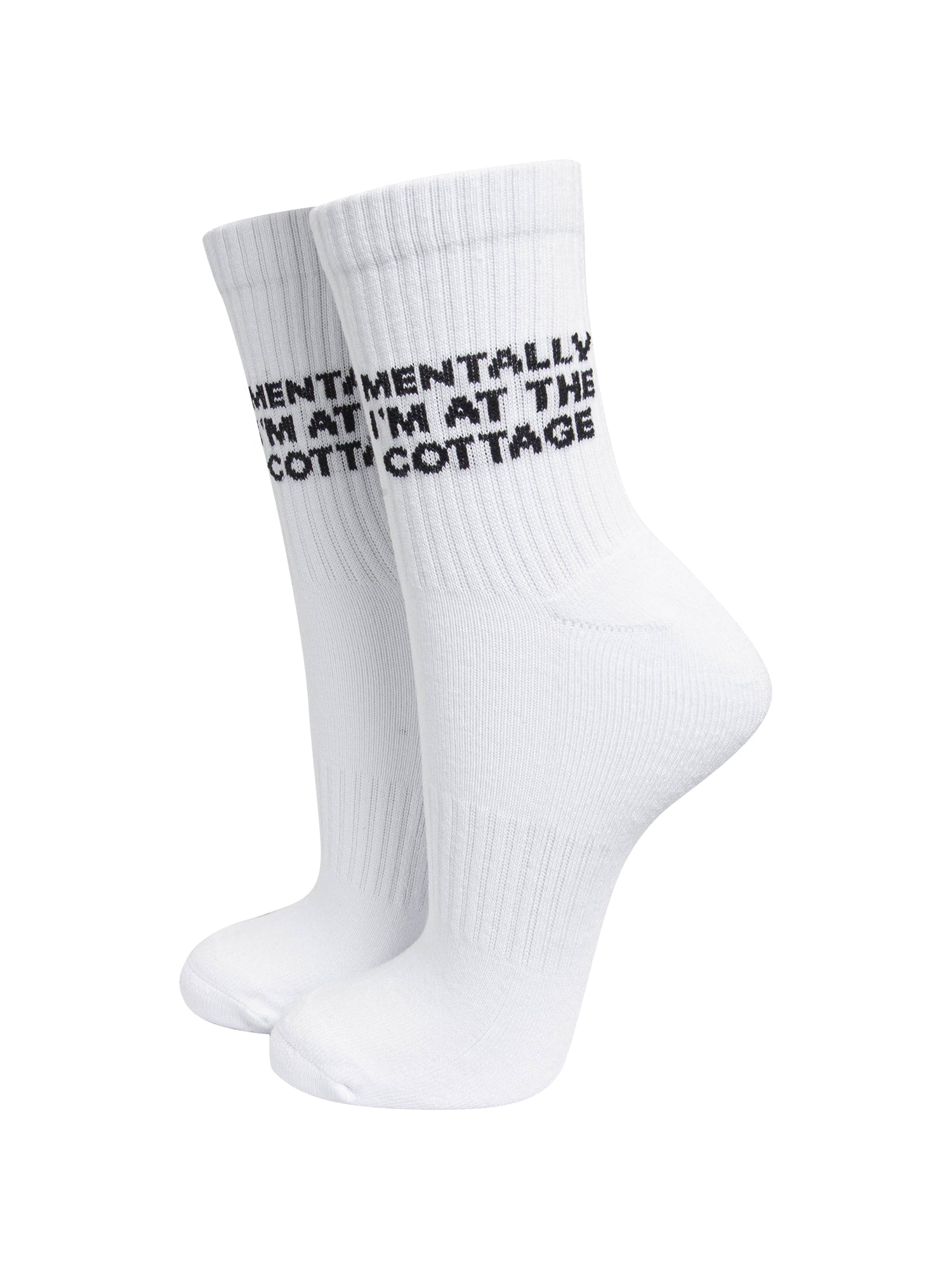 Mentally-I'm-At-The-Cottage-Organic-Cotton-Sports-Socks-in-White-On-Mannequin