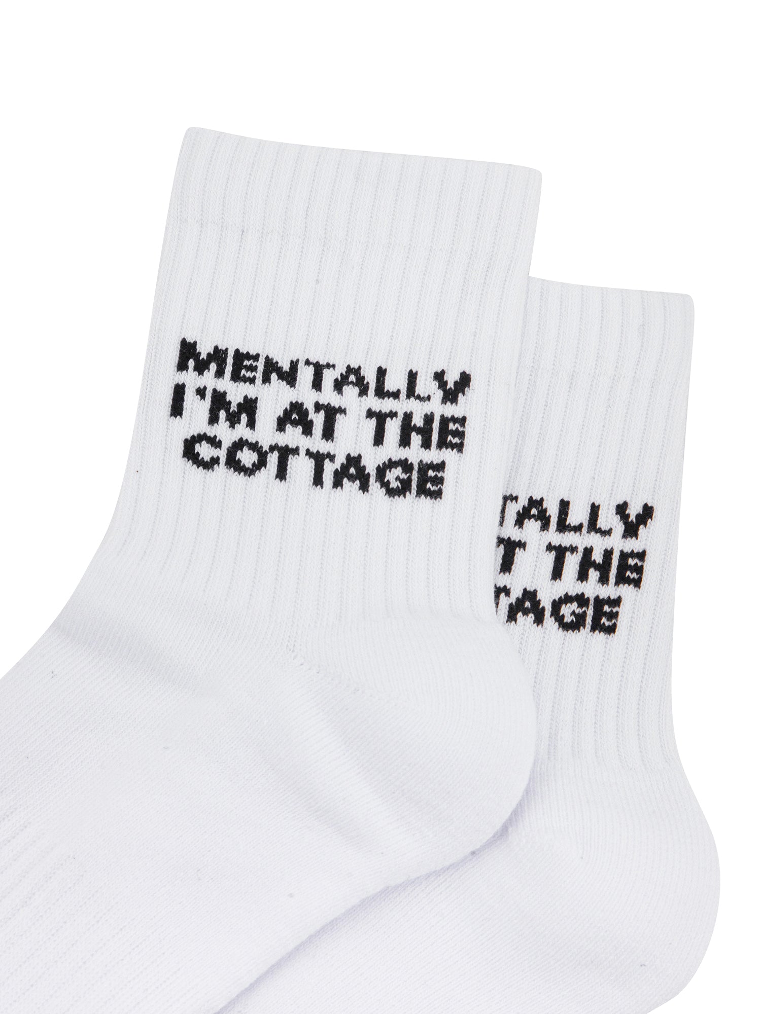 Mentally-I'm-At-The-Cottage-Organic-Cotton-Sports-Socks-in-White-Close-Up