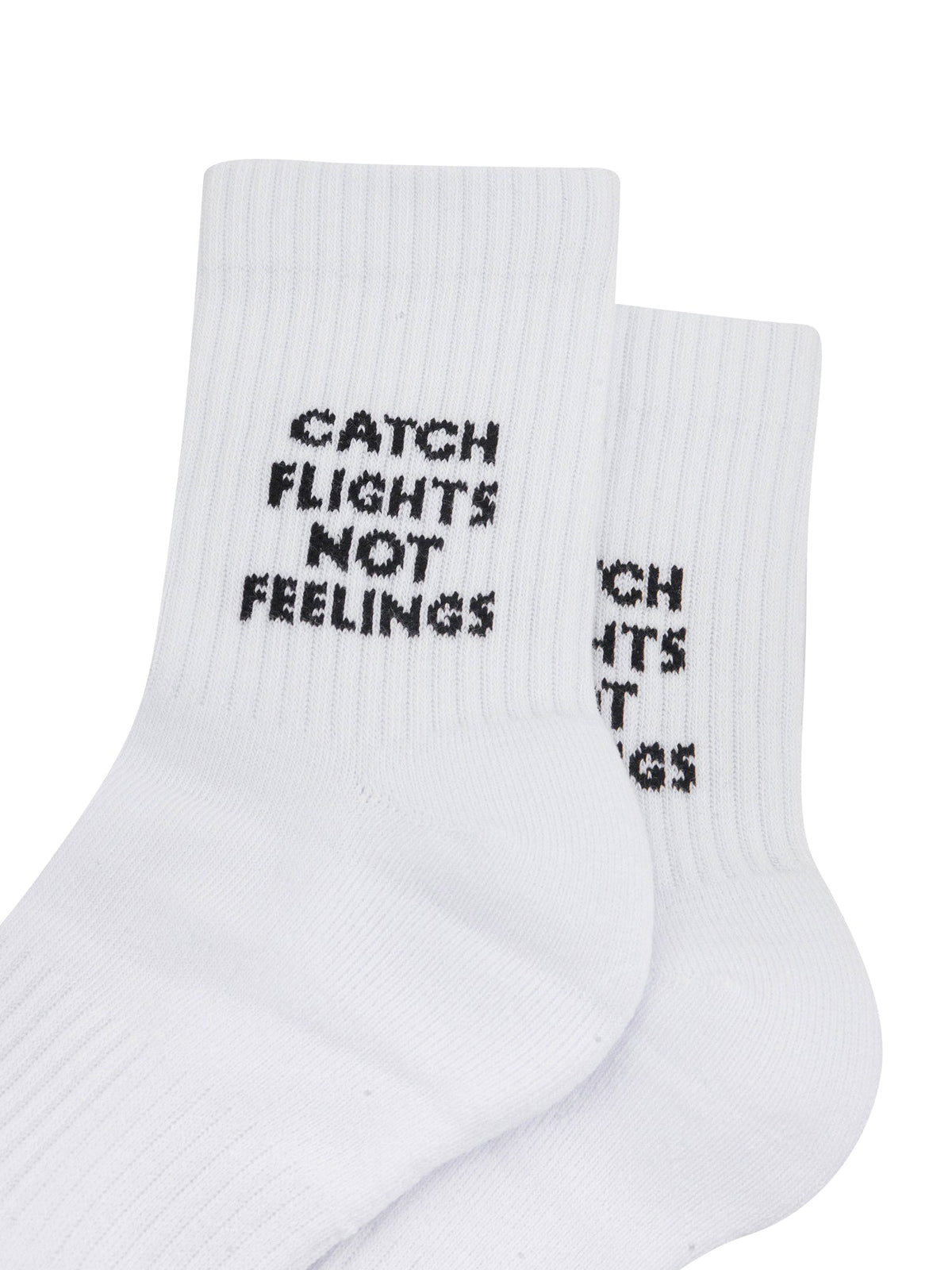 Catch-Flights-Not-Feelings-Organic-Cotton-Sports-Socks-in-White-Close-Up