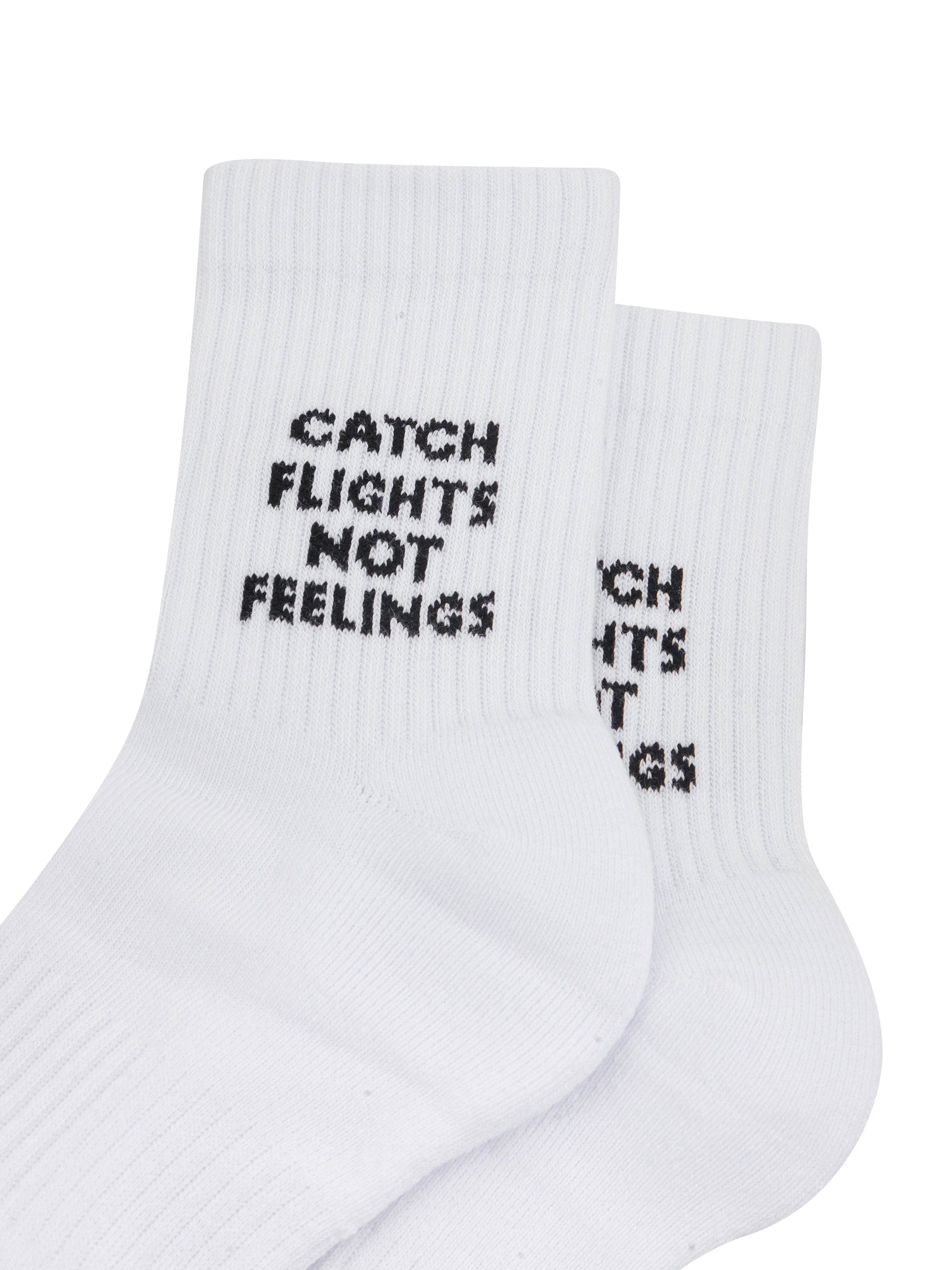Catch-Flights-Not-Feelings-Organic-Cotton-Sports-Socks-in-White-Close-Up