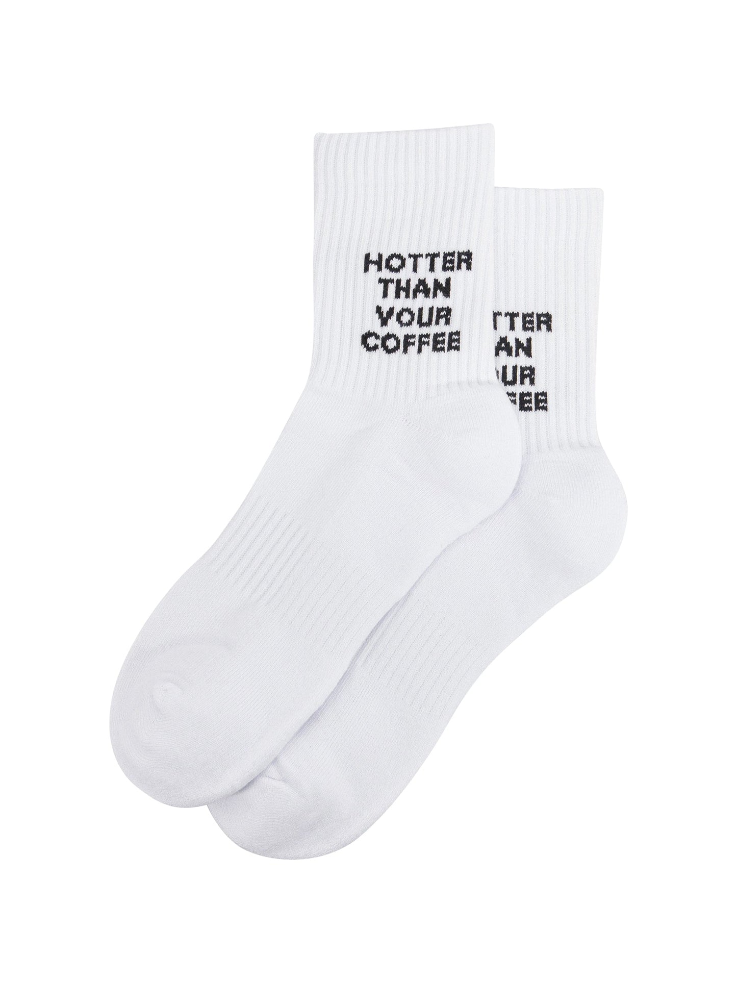 Hotter-Than-Your-Coffee-Organic-Cotton-Sports-Socks-in-White-Laid-Flat