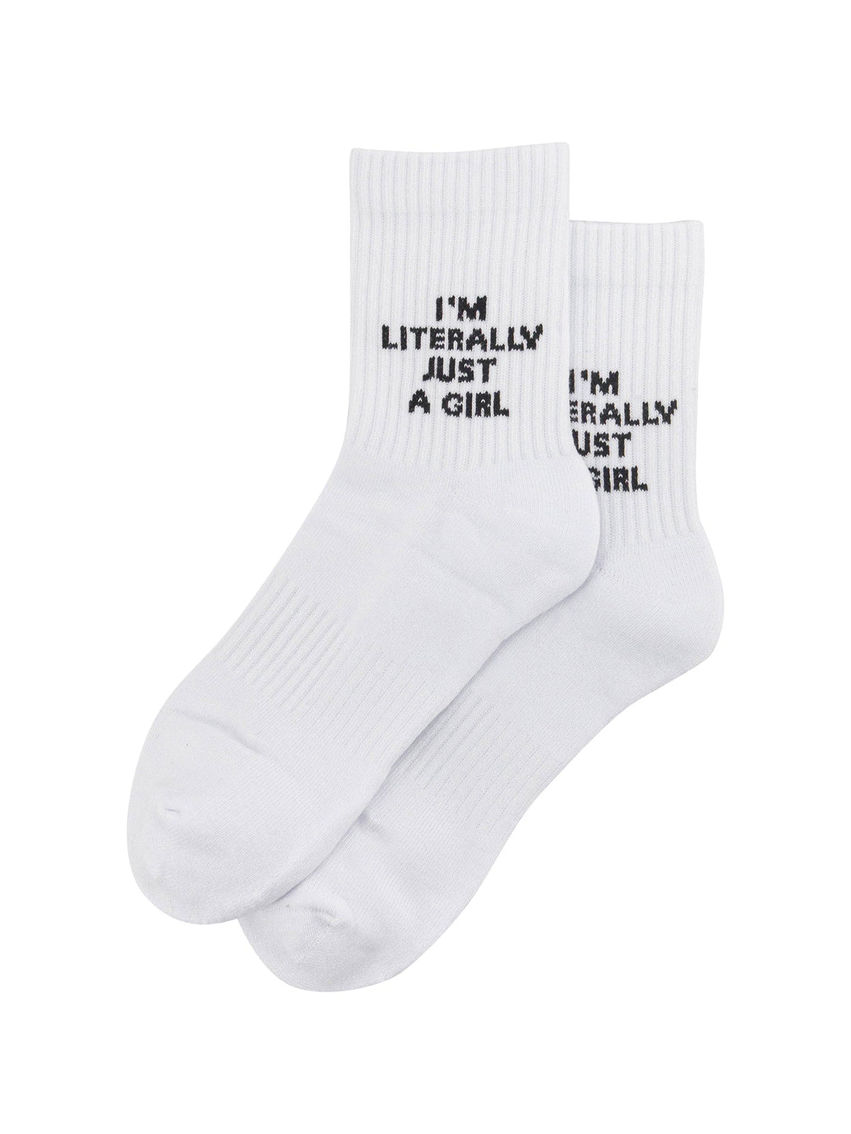 I'm-Literally-Just-A-Girl-Organic-Cotton-Sports-Socks-in-White-Laid-Flat