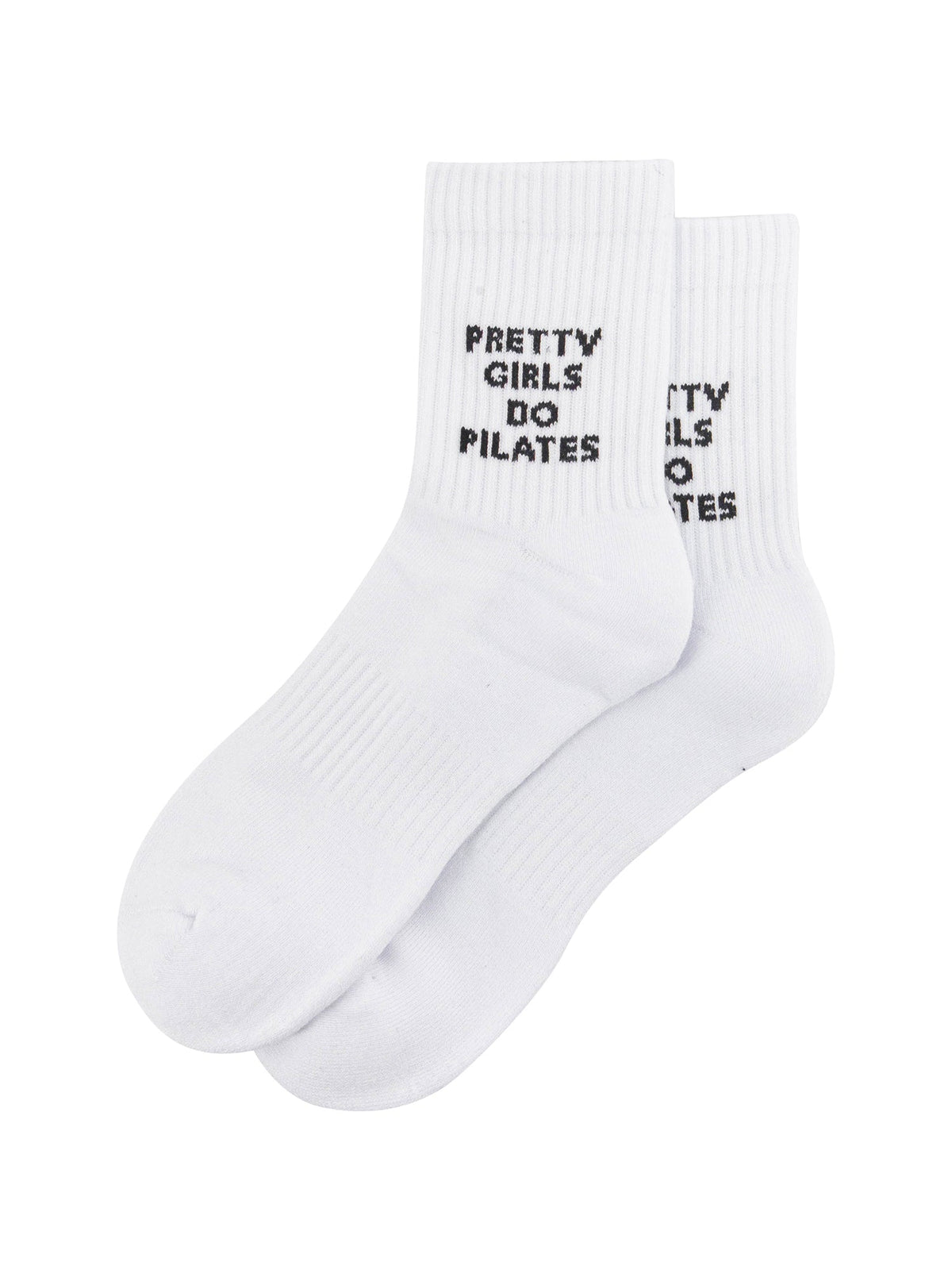 Pretty-Girls-Do-Pilates-Organic-Cotton-Sports-Socks-in-White-Laid-Flat
